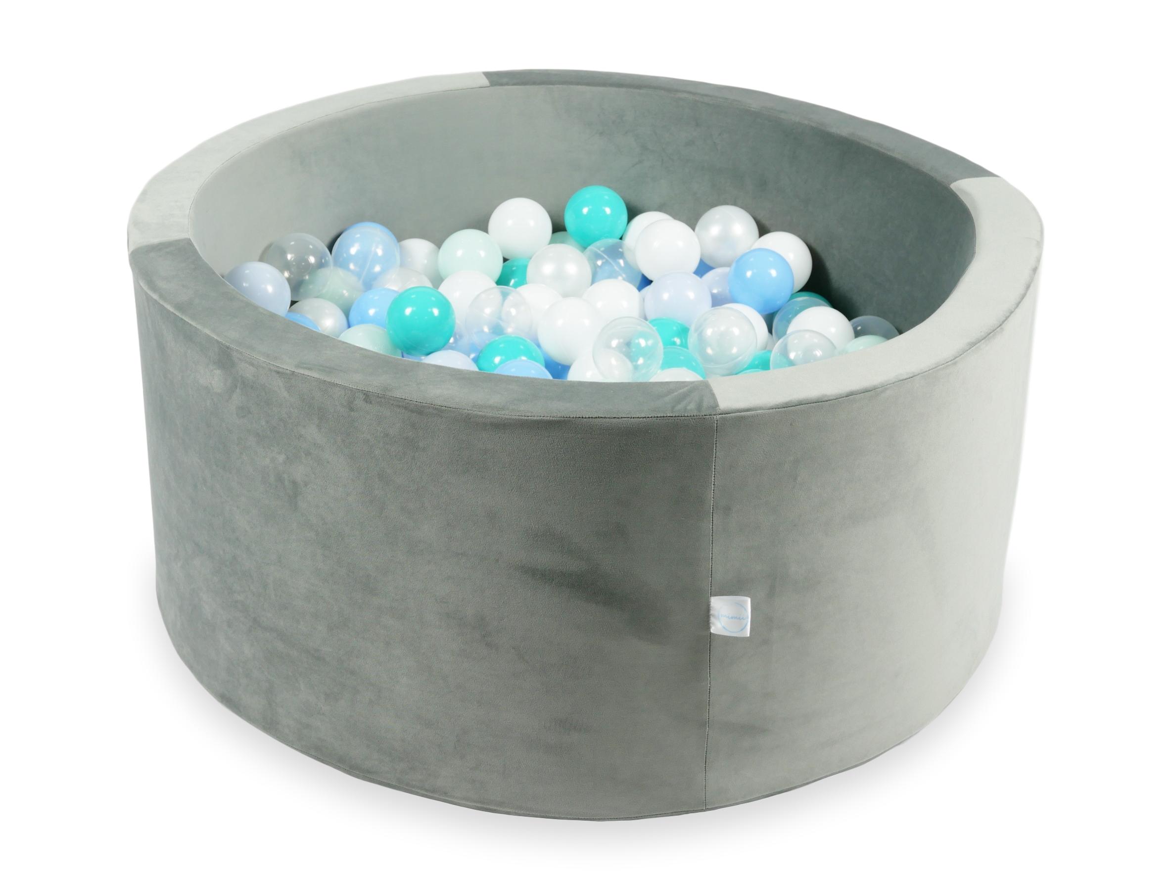 90x40 cm Velvet Gray Ball Pit with 300 Balls