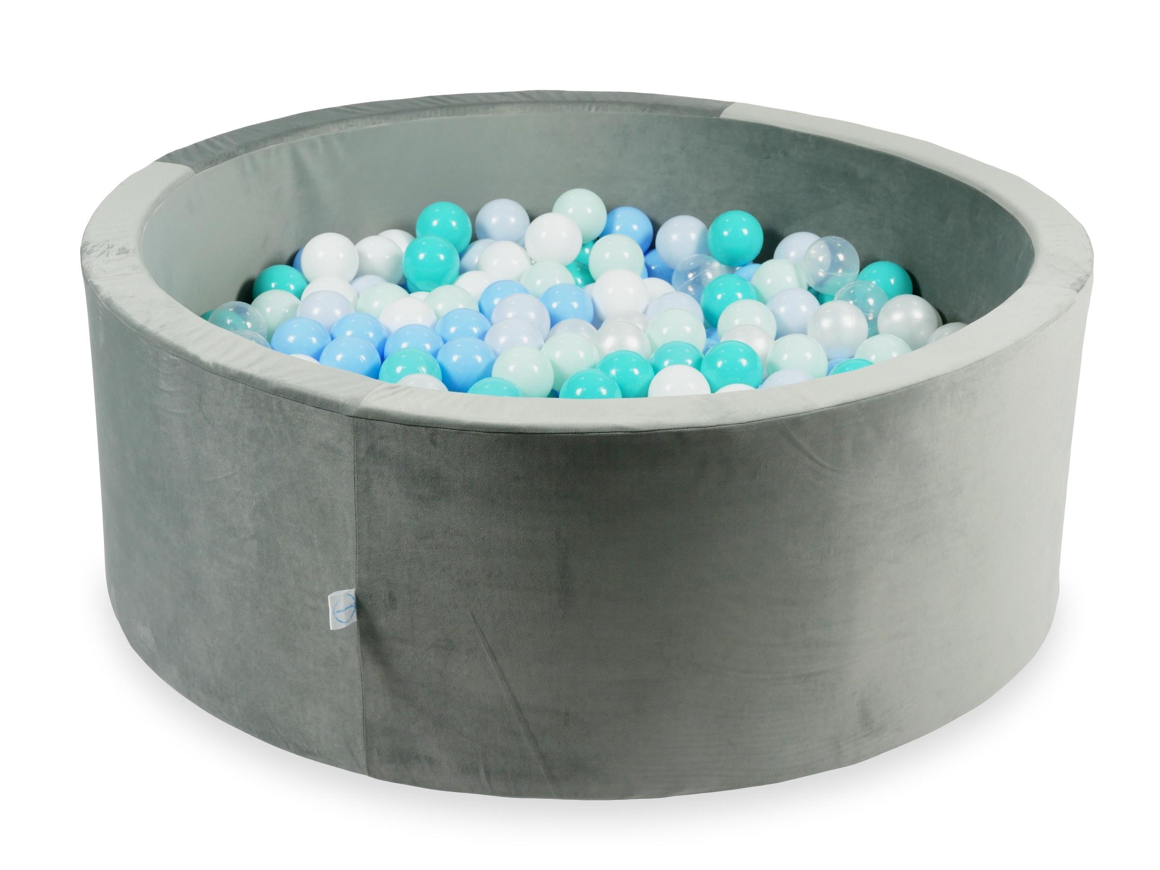 Ball Pit in velvet velvet gray 110x40 cm with 500 balls