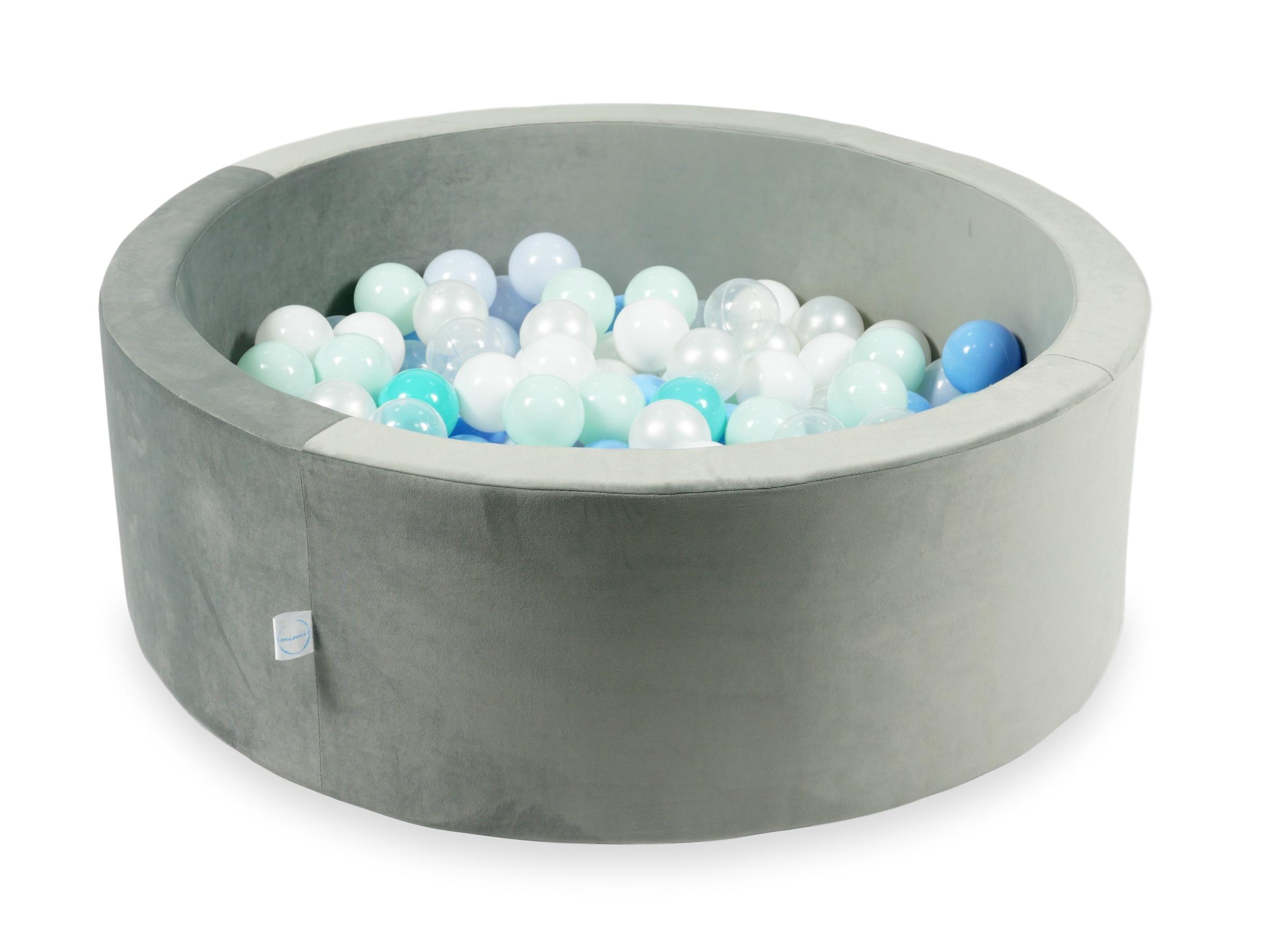 Ball pool in velvet gray 90x30 cm with 200 balls