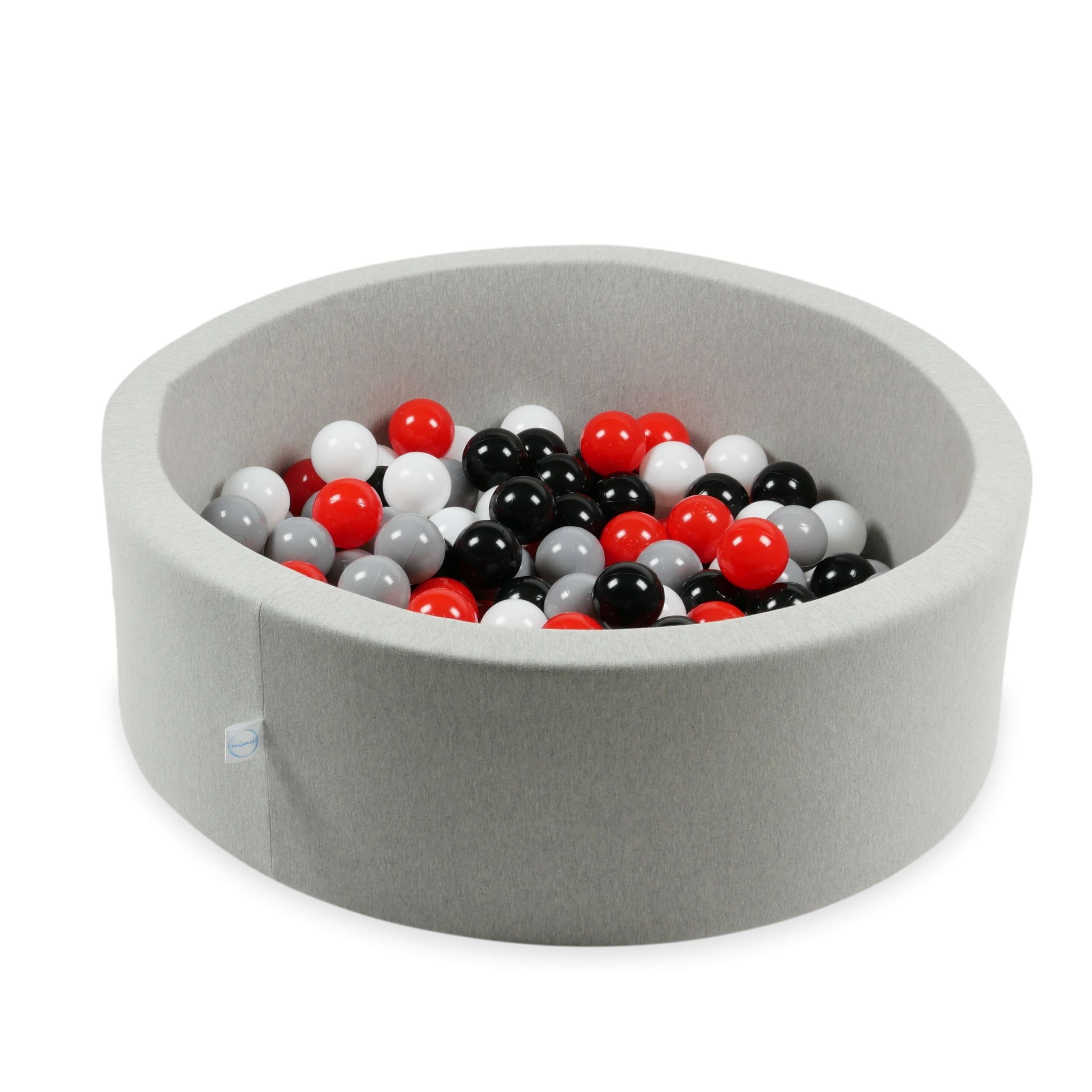 Play balls ø7cm 50 pieces white, red, black, gray