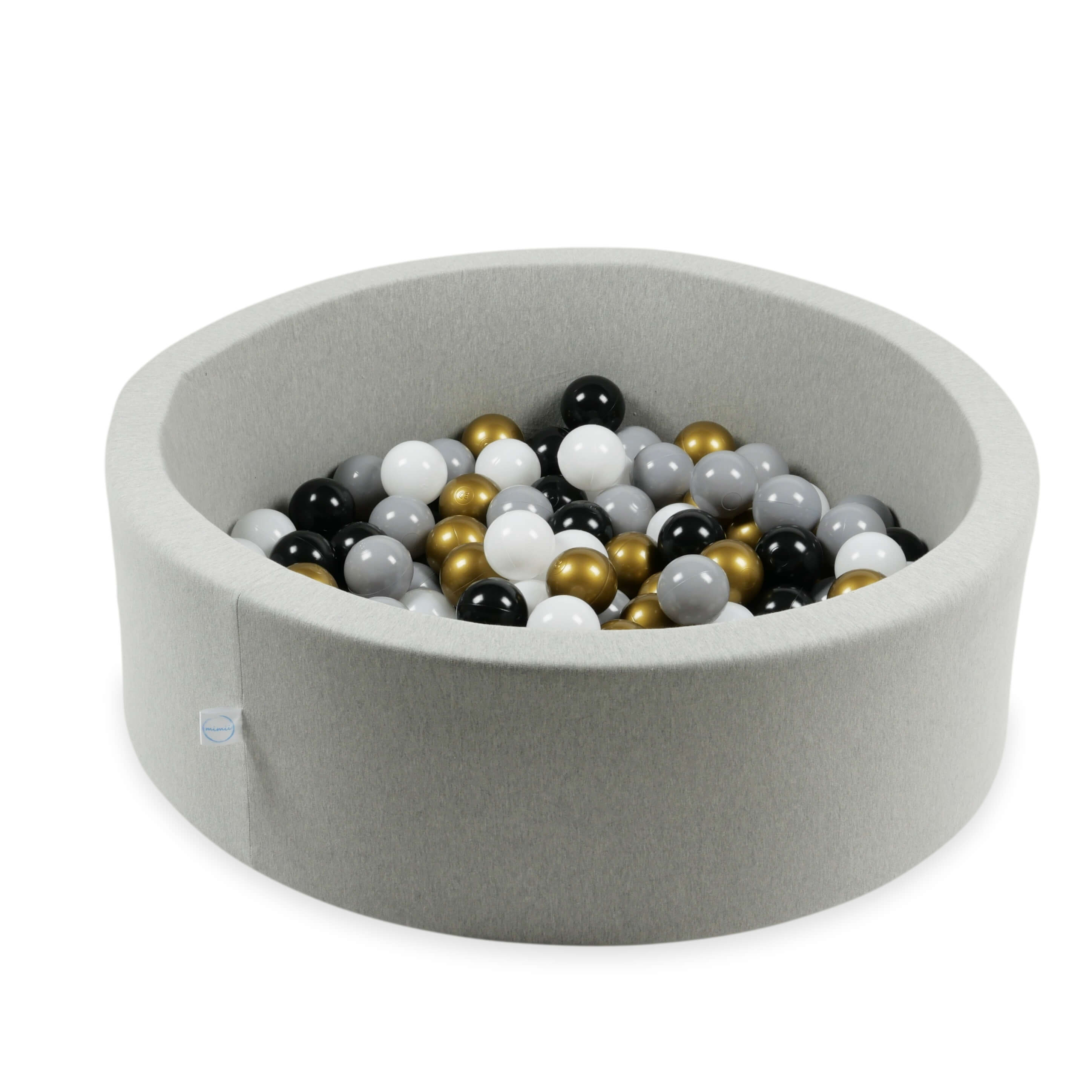 Mimii Bällebad-Bälle Ø 7 cm – 150 Stück – Weiß, Grau, Schwarz, Altgold