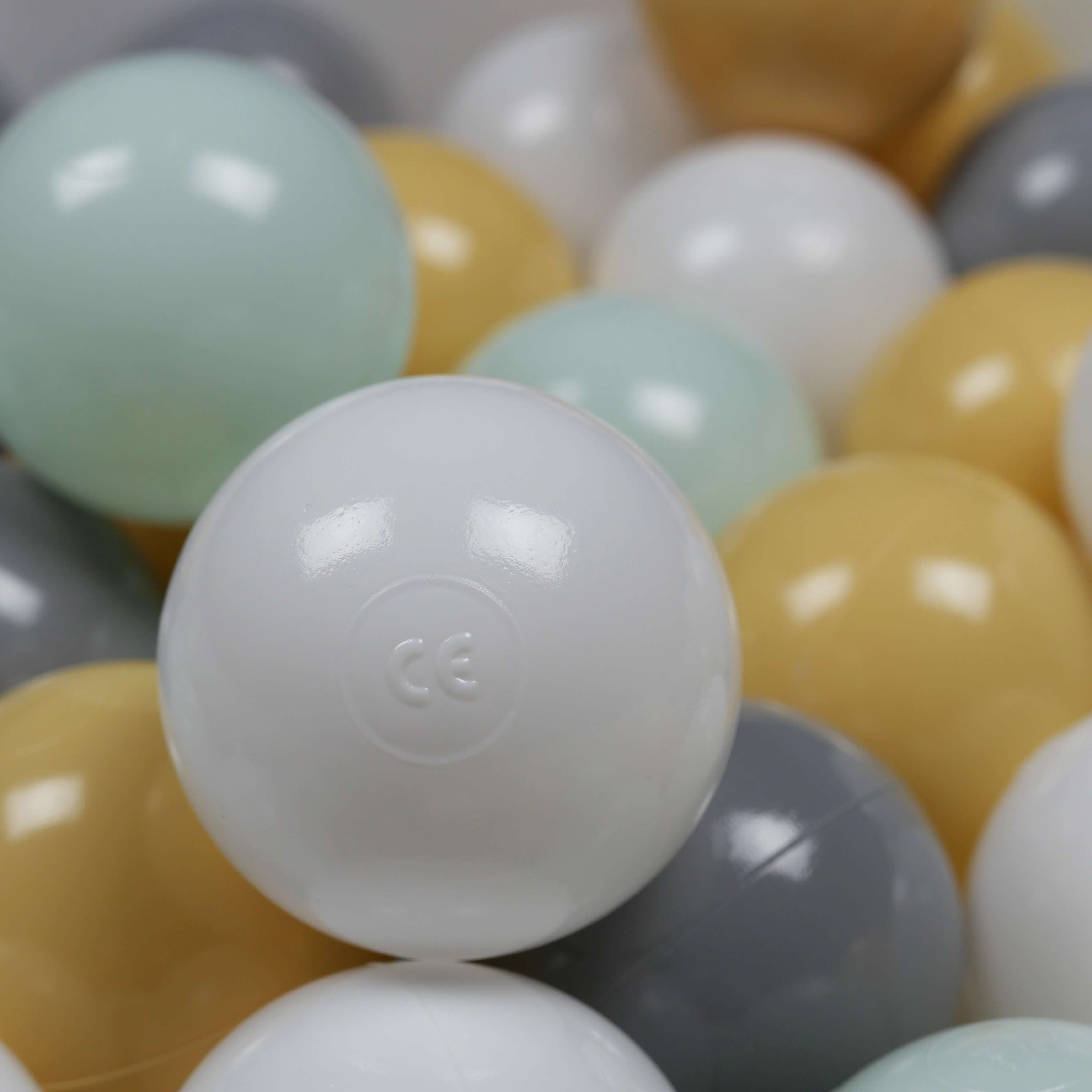 Palline da gioco Ø7 cm 300 pezzi bianco, menta chiara, grigio, beige