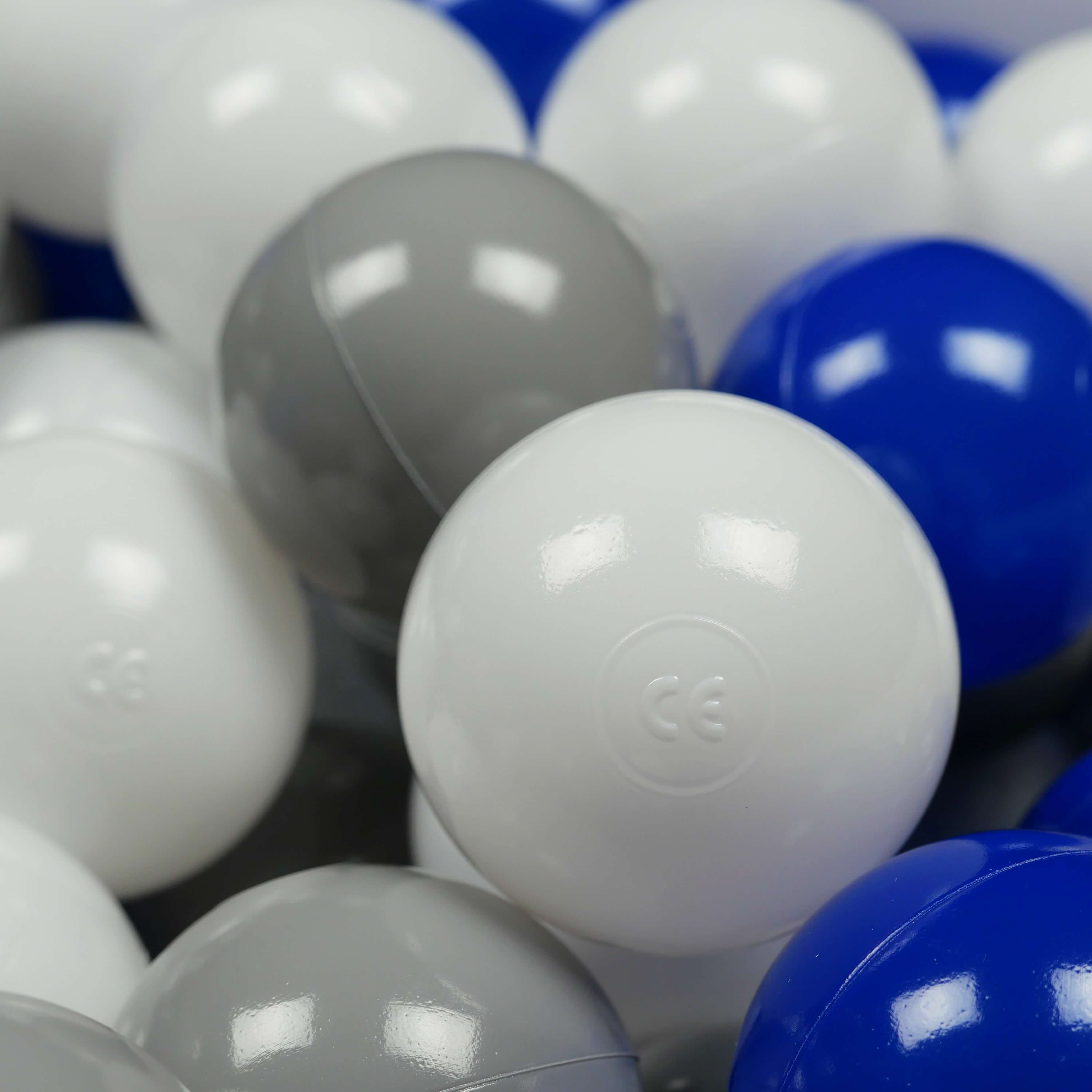 Play balls ø7cm 100 pieces white, blue, gray