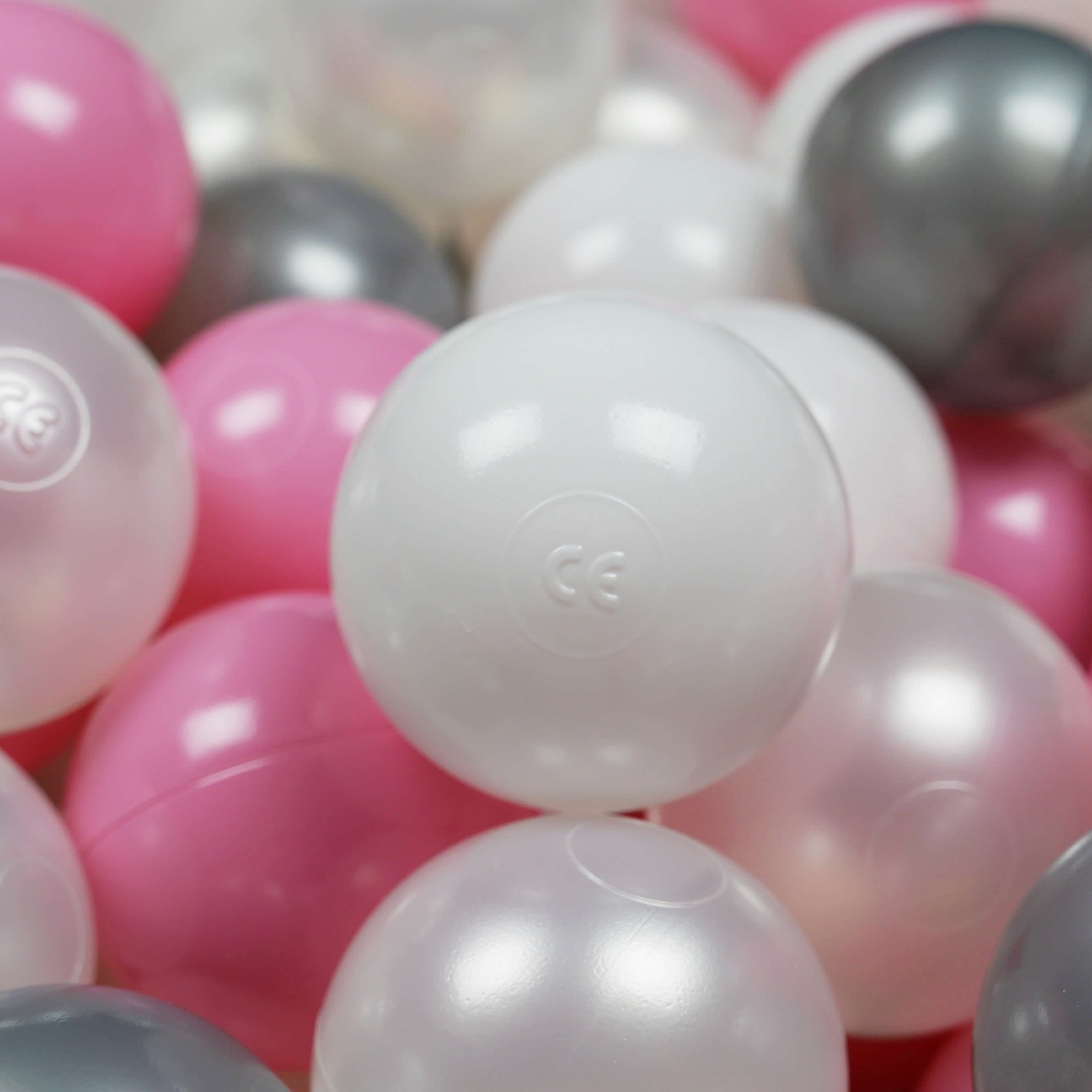 Play balls ø7cm 150 pieces white, pearl, silver, powder pink