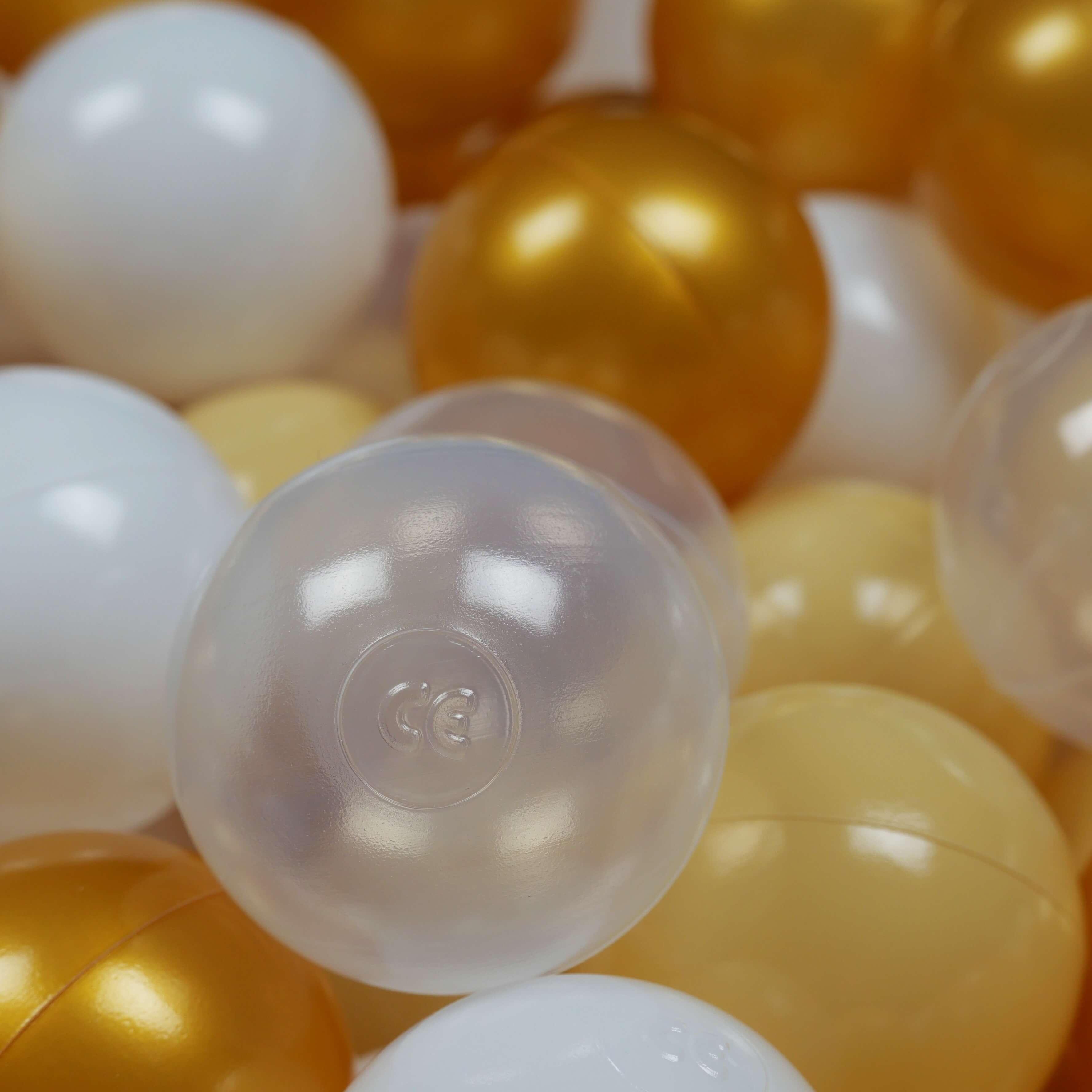 Game balls ø7cm 100 pieces white, transparent, gold, beige