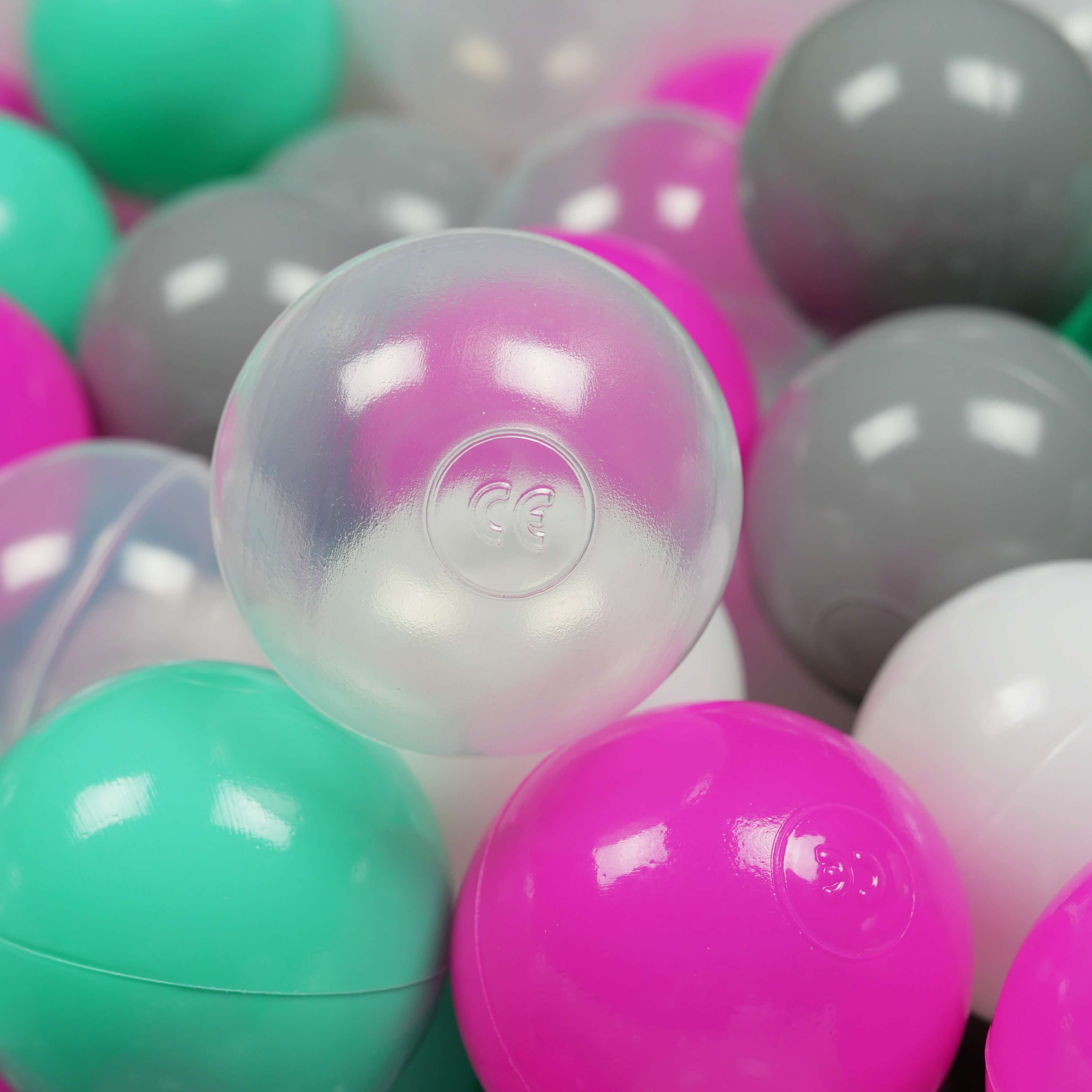 Play balls ø7cm 150 pieces white, pink, mint, gray, transparent