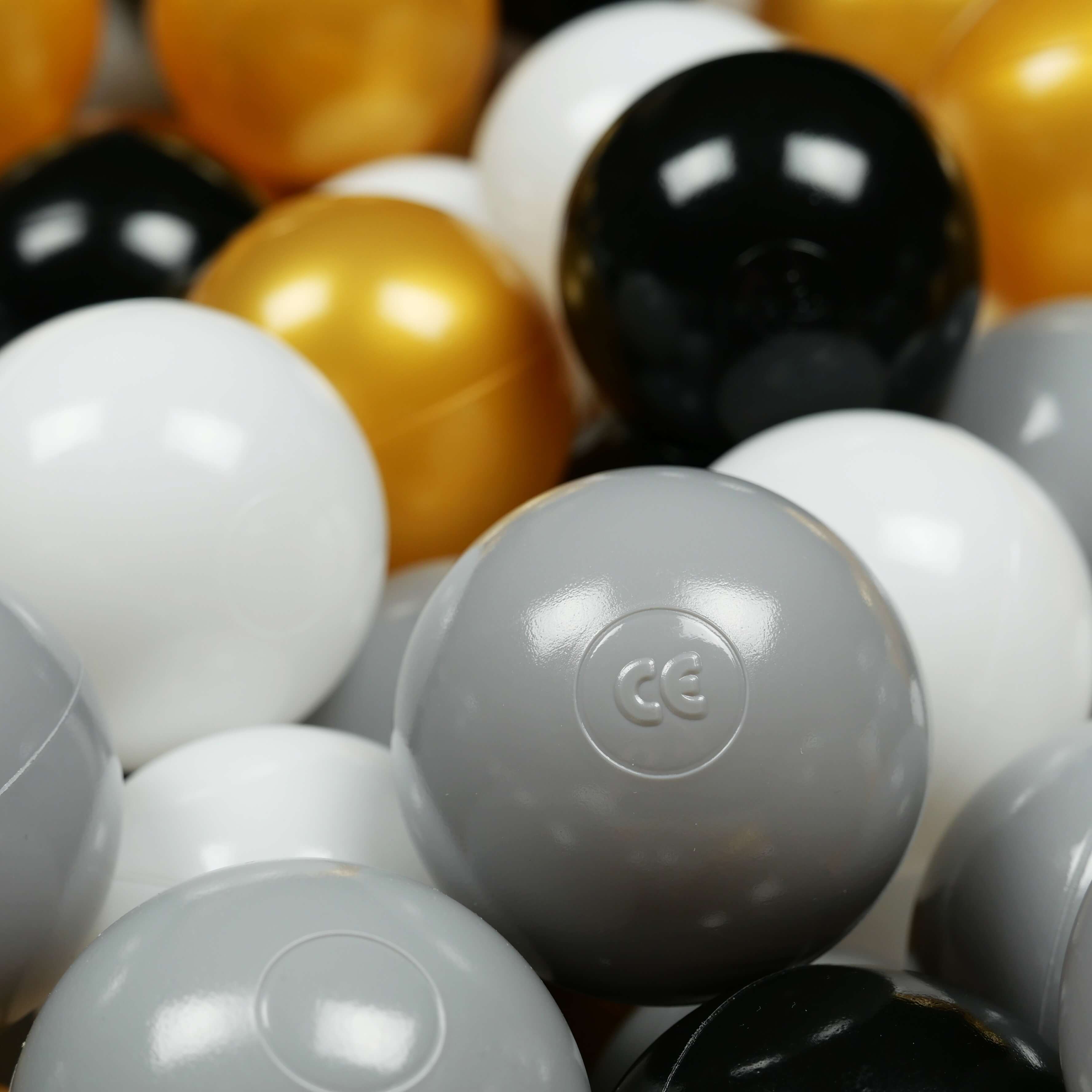 Palline da gioco Ø7 cm 400 pezzi bianco, grigio, nero, oro