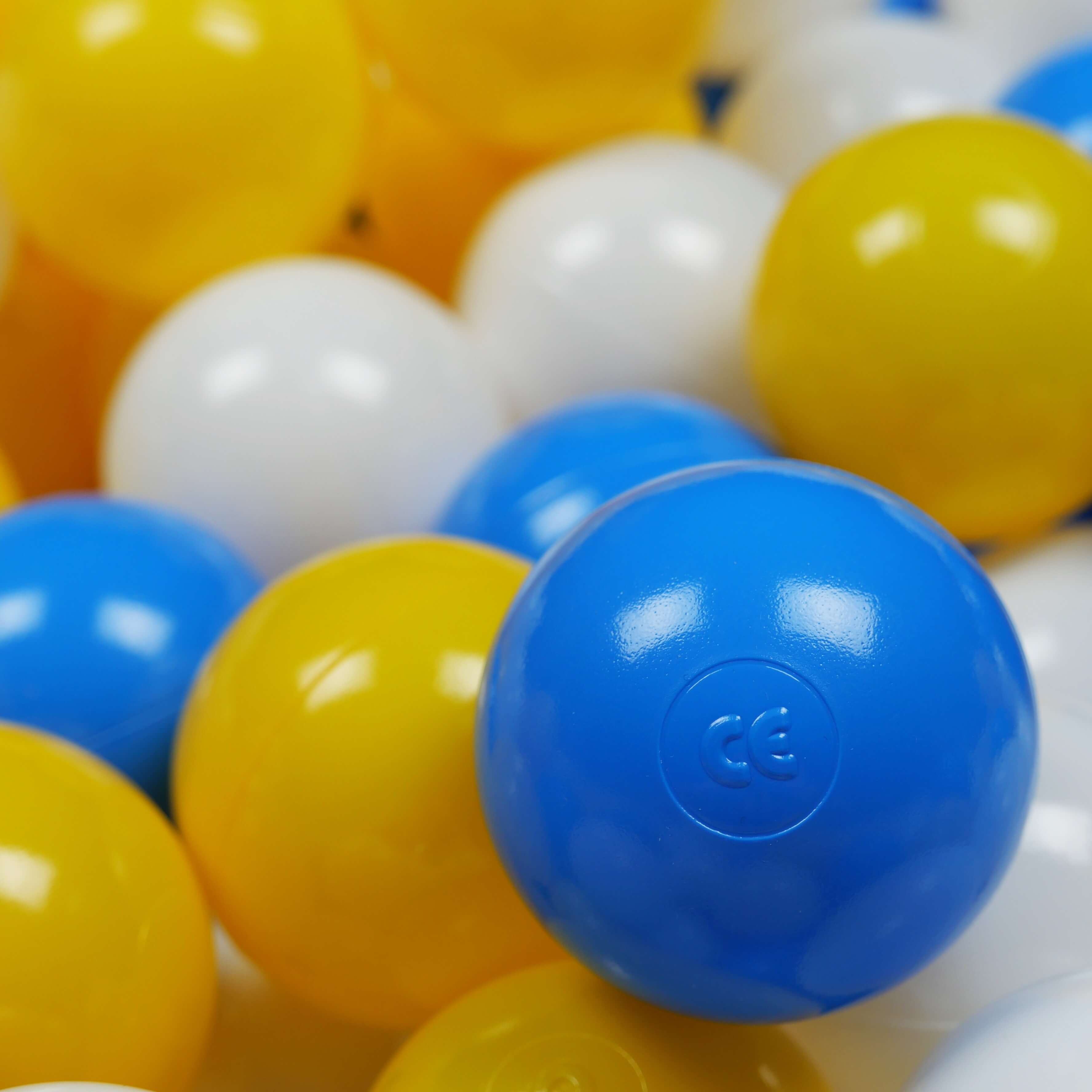 Play balls ø7cm 25 pieces white, yellow, blue