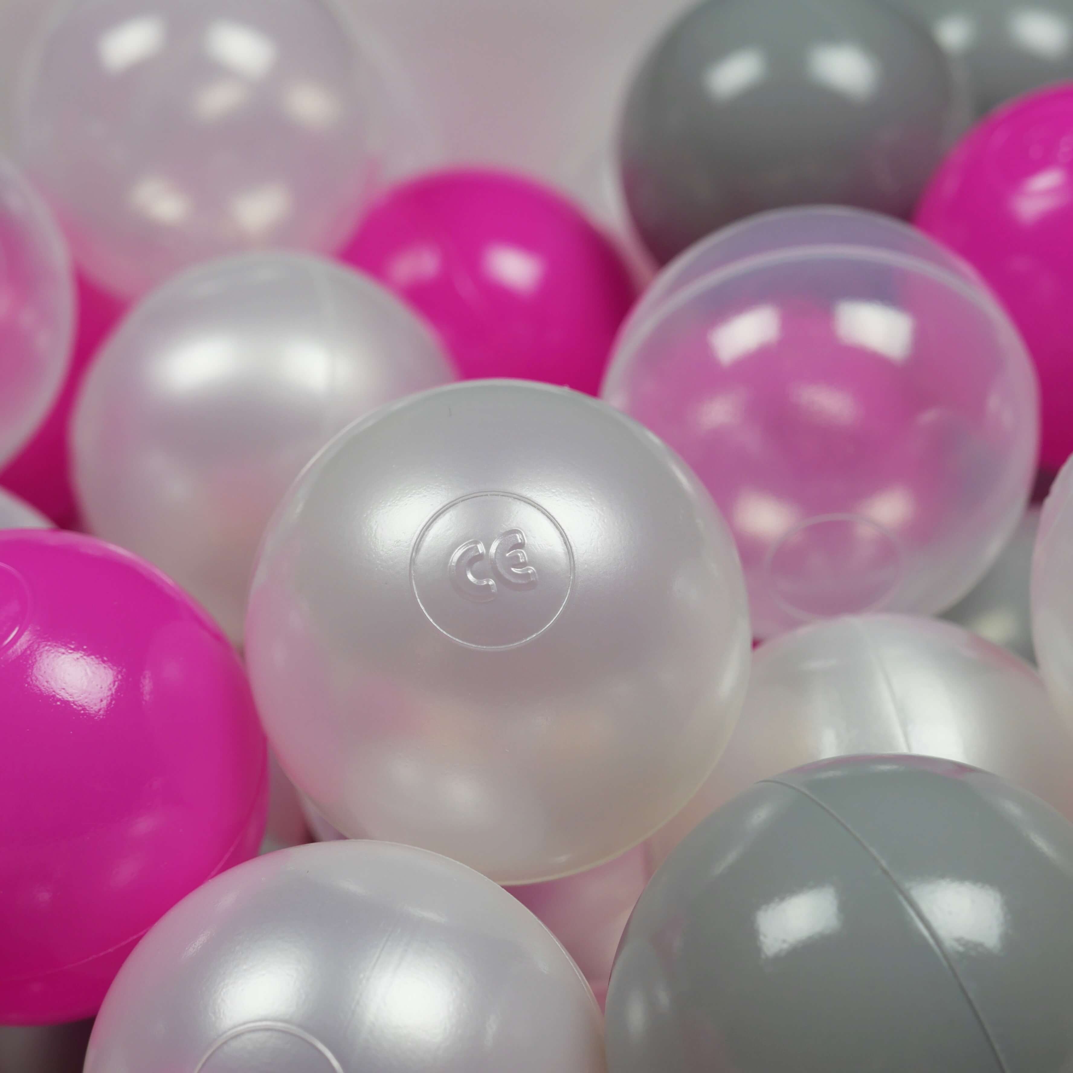 Game balls ø7cm 25 pieces pearl, transparent, gray, pink