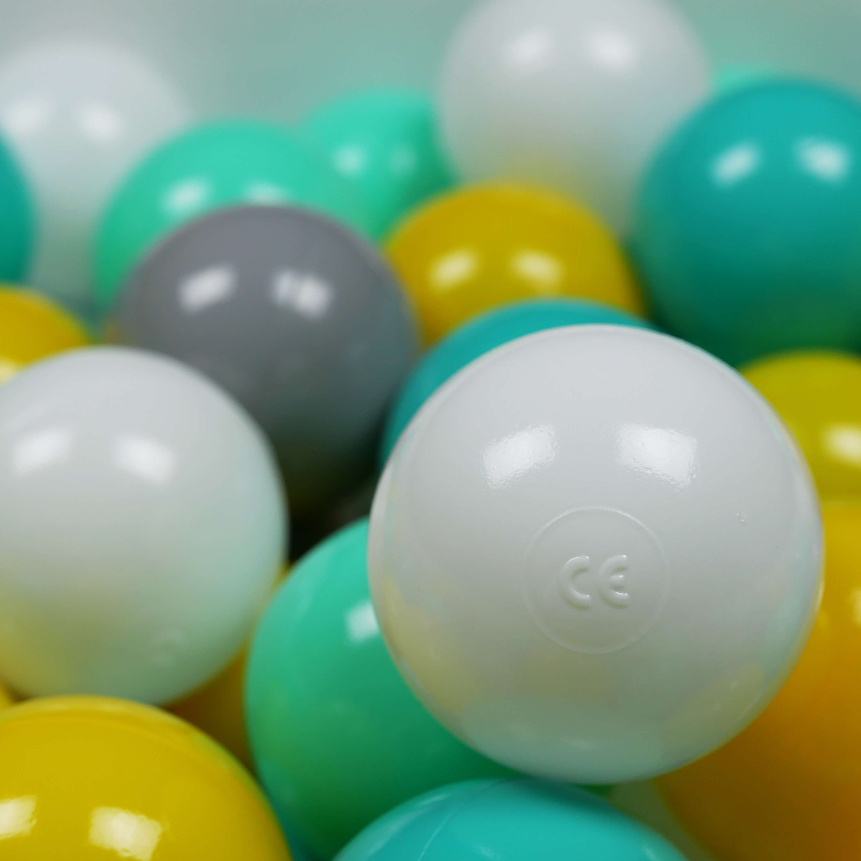 Game balls ø7cm 25 pieces yellow, mint, turquoise, white, gray