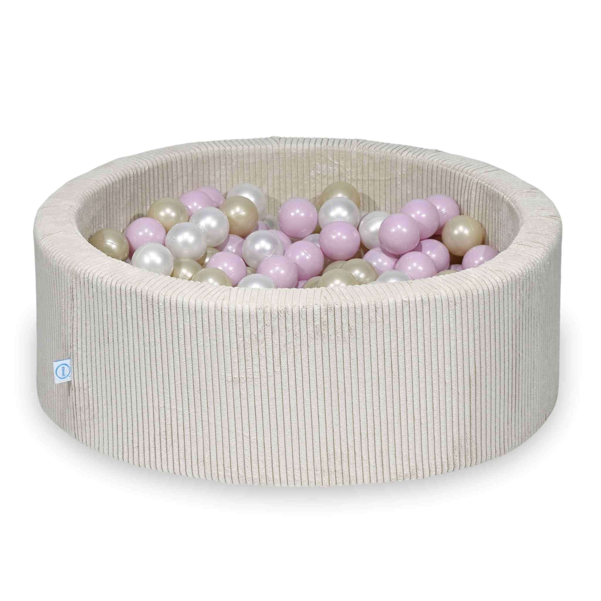 Ball Pit in corduroy beige 90x30 cm with 200 balls
