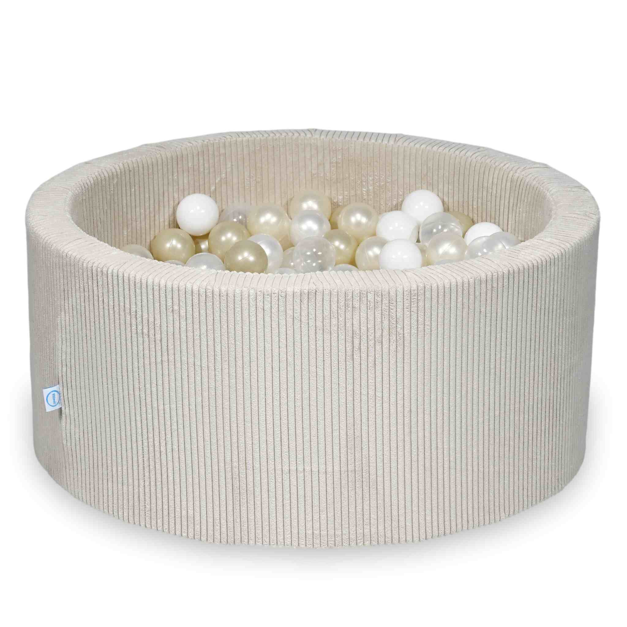 Ball Pit in corduroy beige 90x40 cm with 300 balls