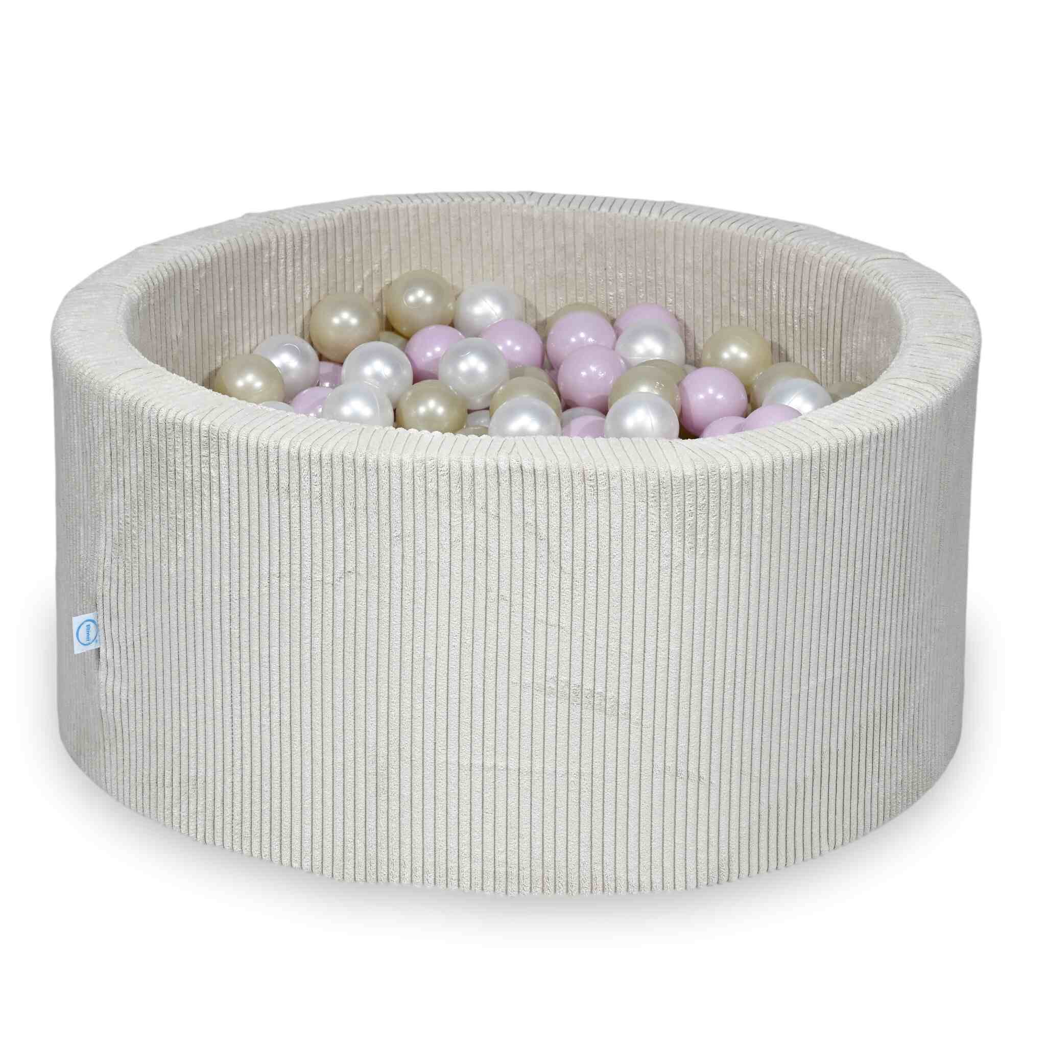 Ball Pit in corduroy beige 90x40 cm with 300 balls