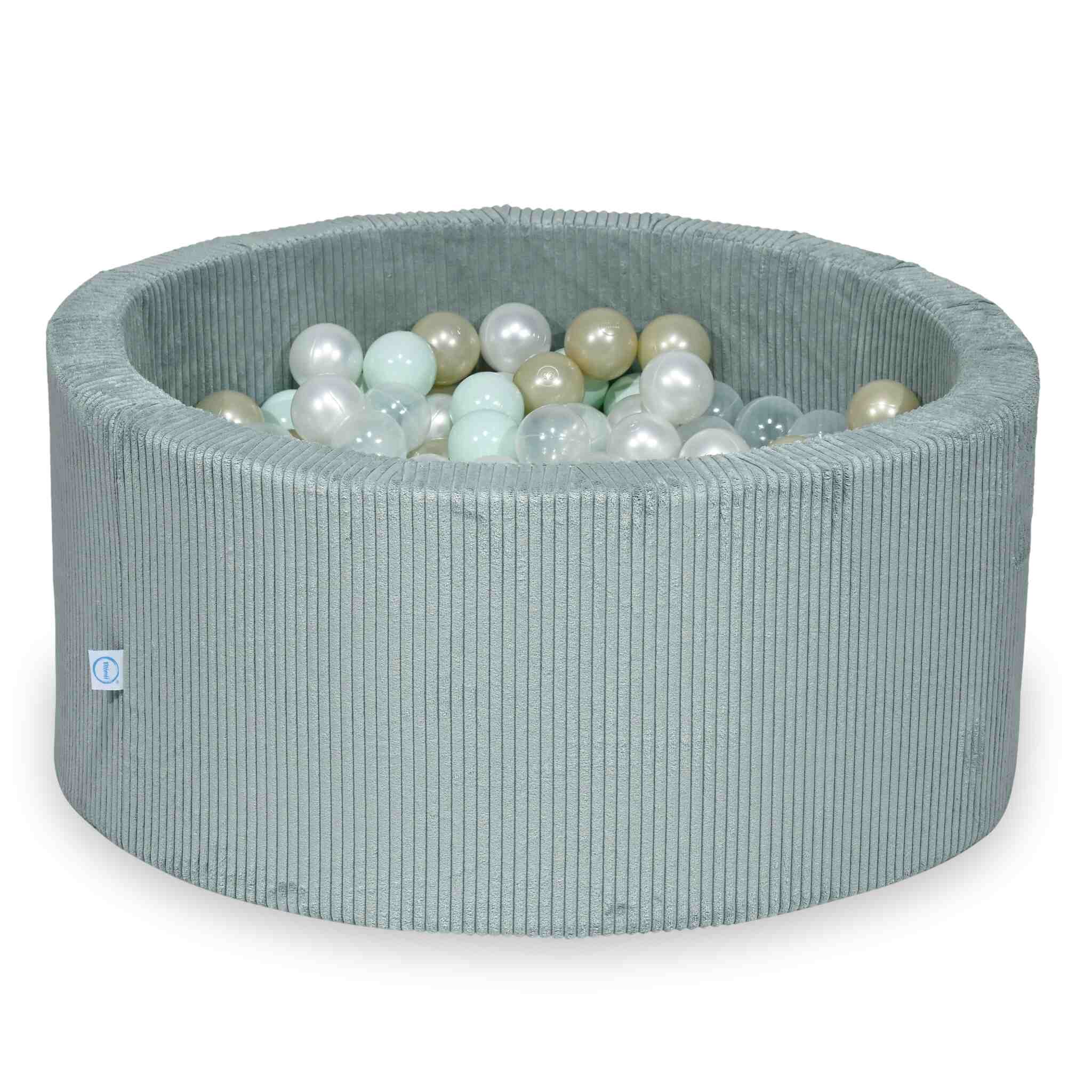 Ball Pit in corduroy light mint 90x40 cm with 300 balls