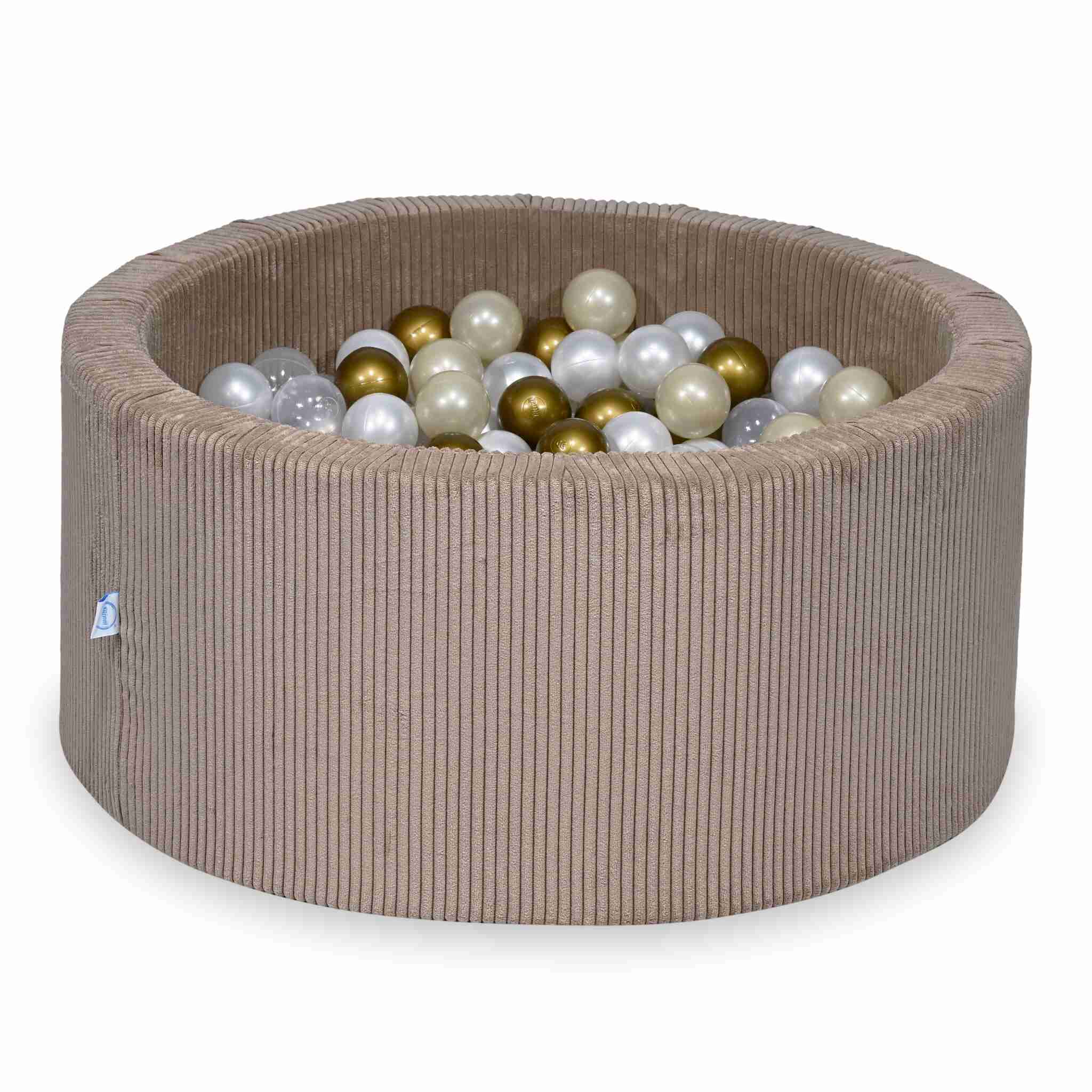 Ball Pit in corduroy toffee 90x40 cm with 300 balls
