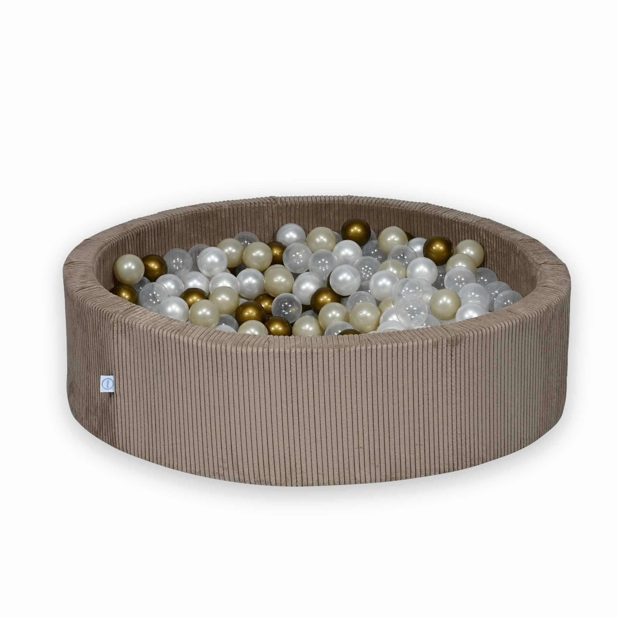 Ball Pit in corduroy toffee 110x30 cm with 400 balls