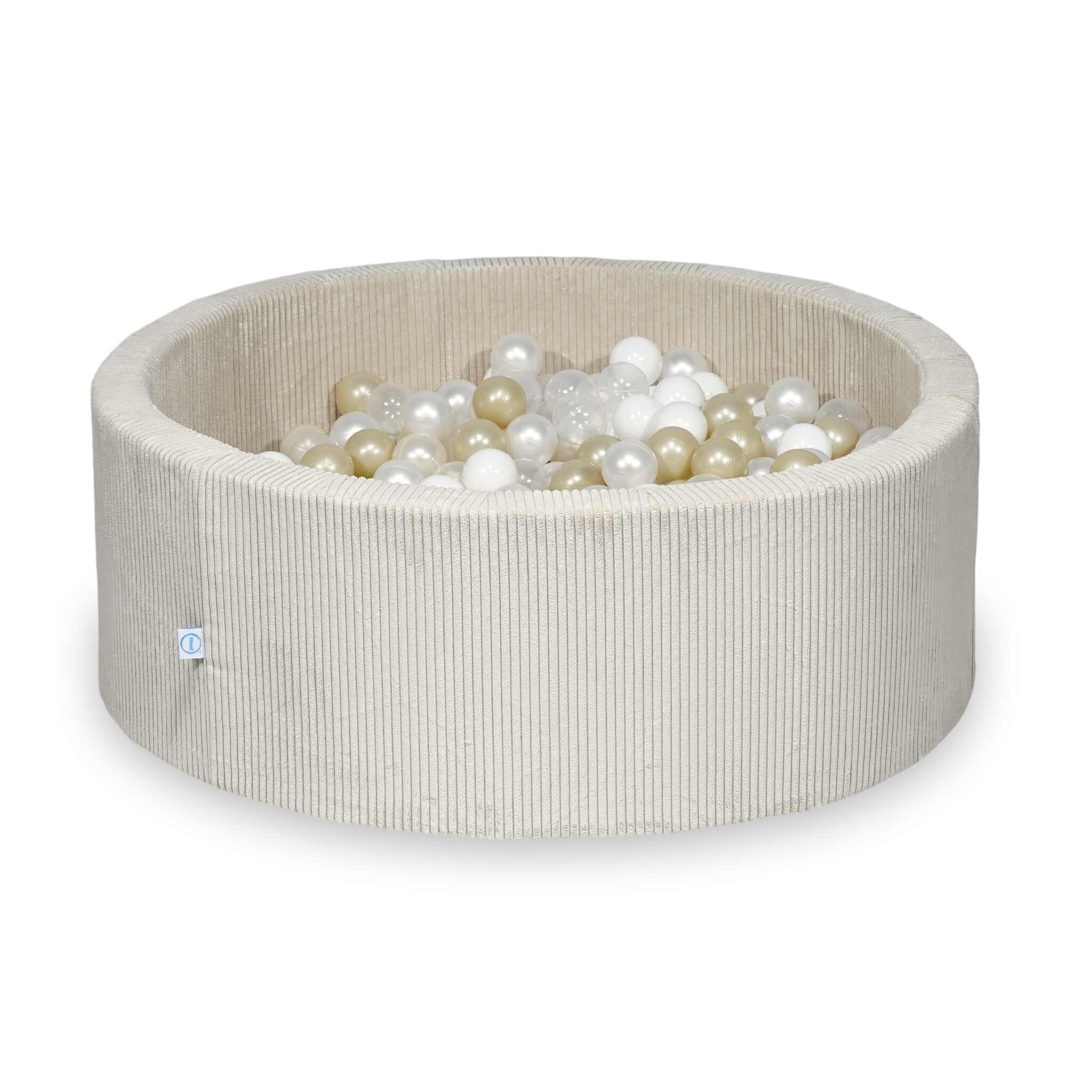 Ball Pit in corduroy beige 110x40 cm with 500 balls