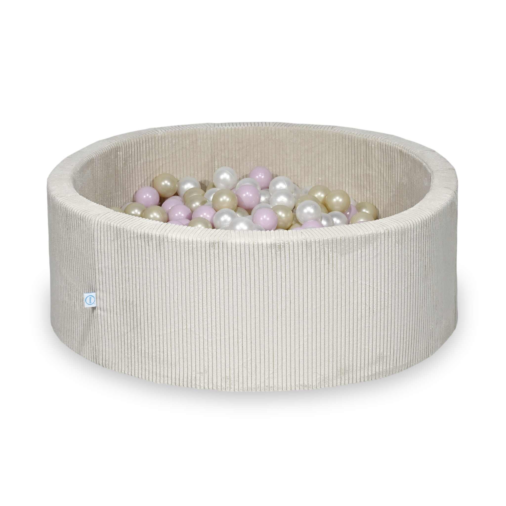 Ball Pit in corduroy beige 110x40 cm with 500 balls