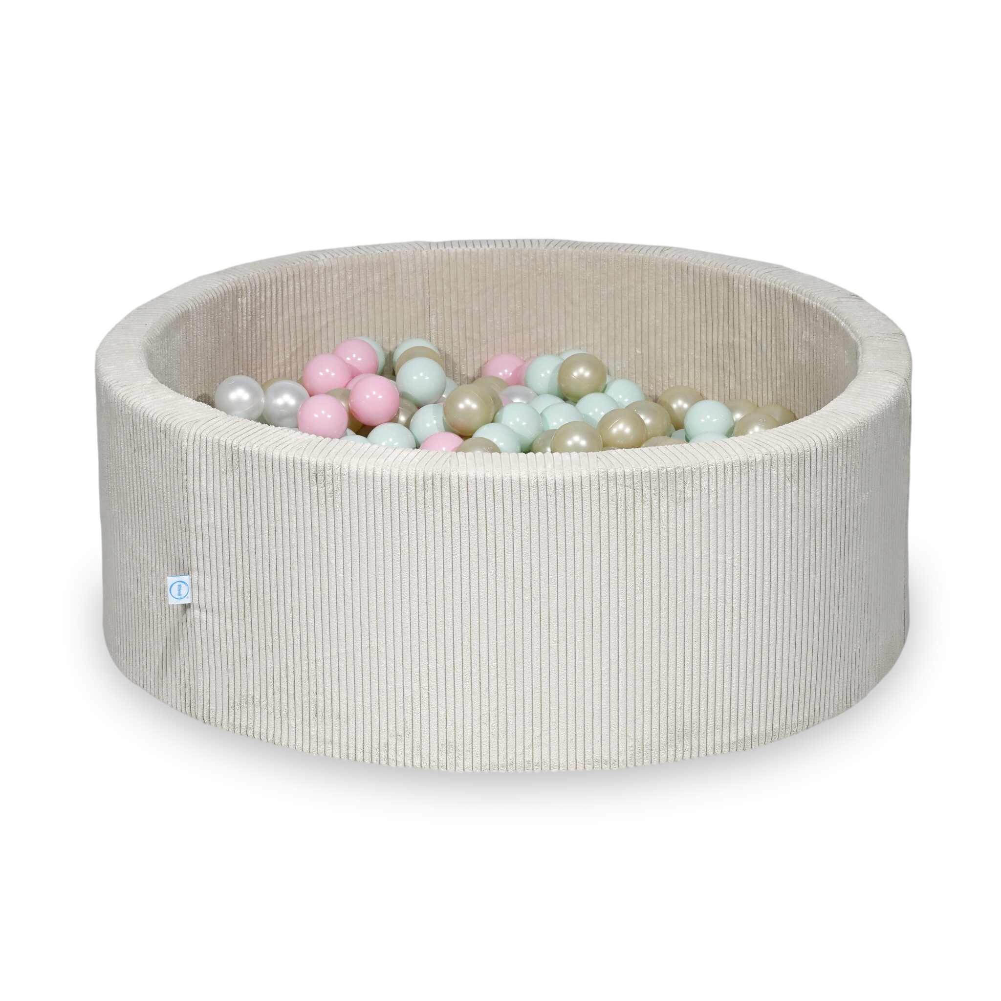 Ball Pit in corduroy beige 110x40 cm with 500 balls