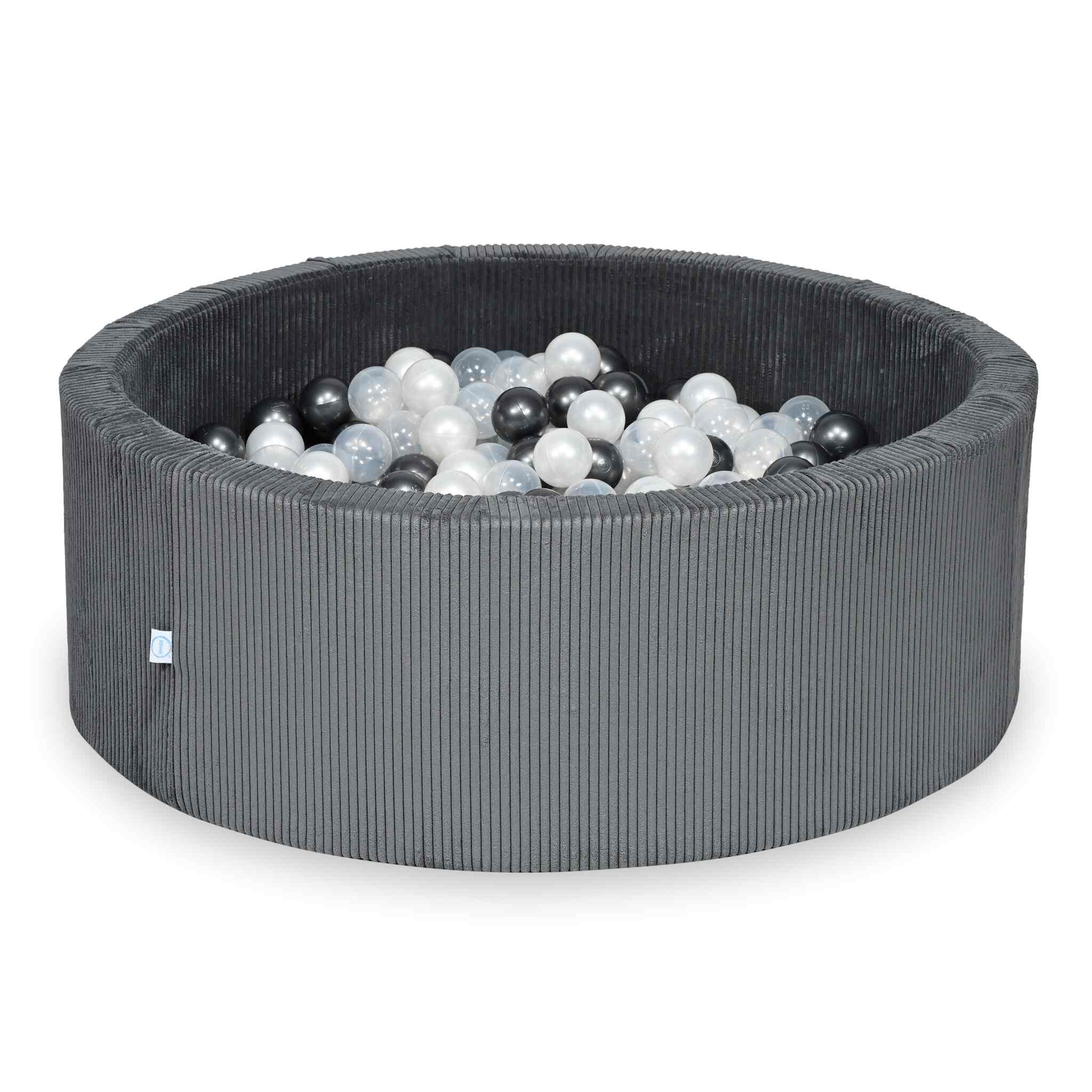 Ball Pit in corduroy graphite 110x40 cm with 500 balls