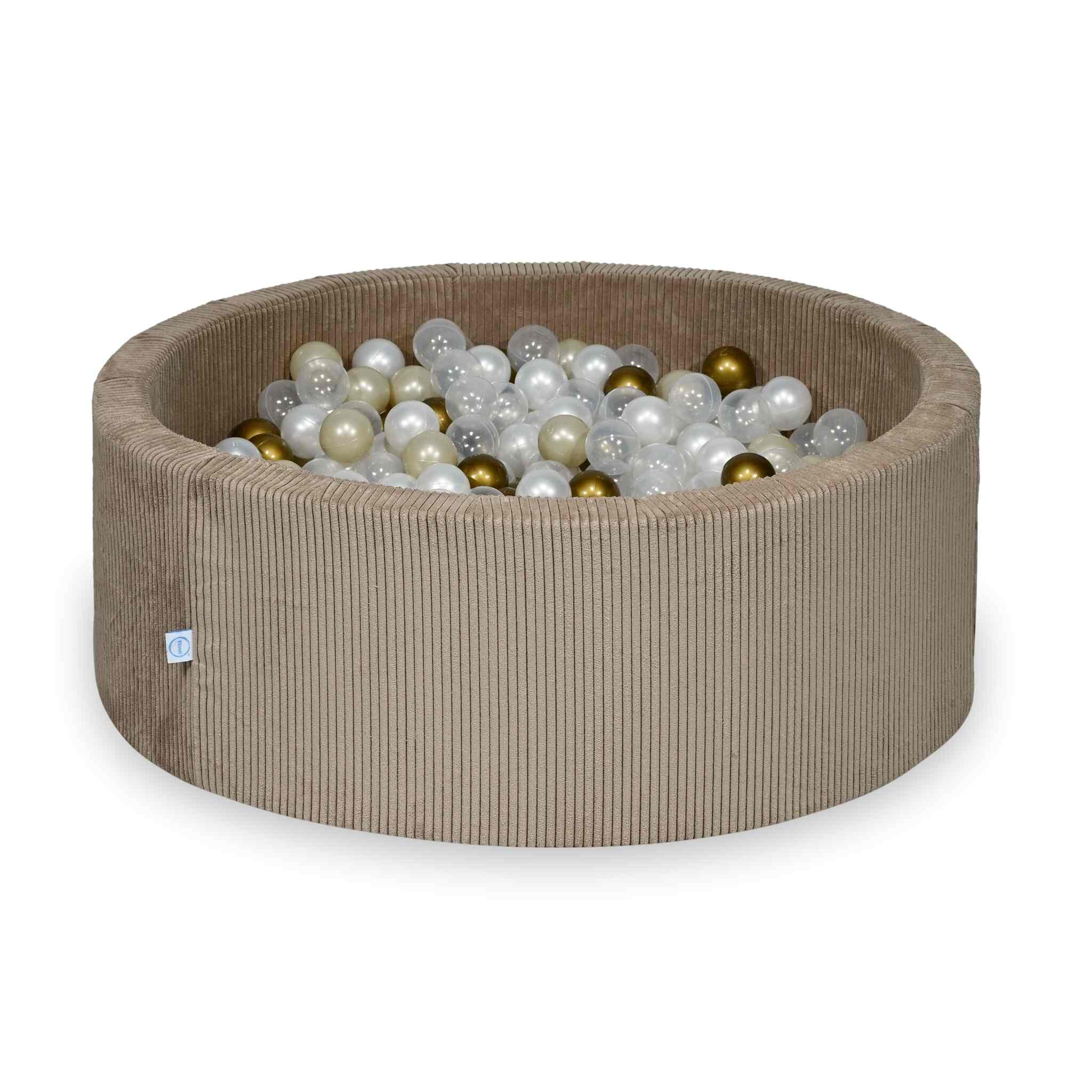 Ball Pit in corduroy toffee 110x40 cm with 500 balls
