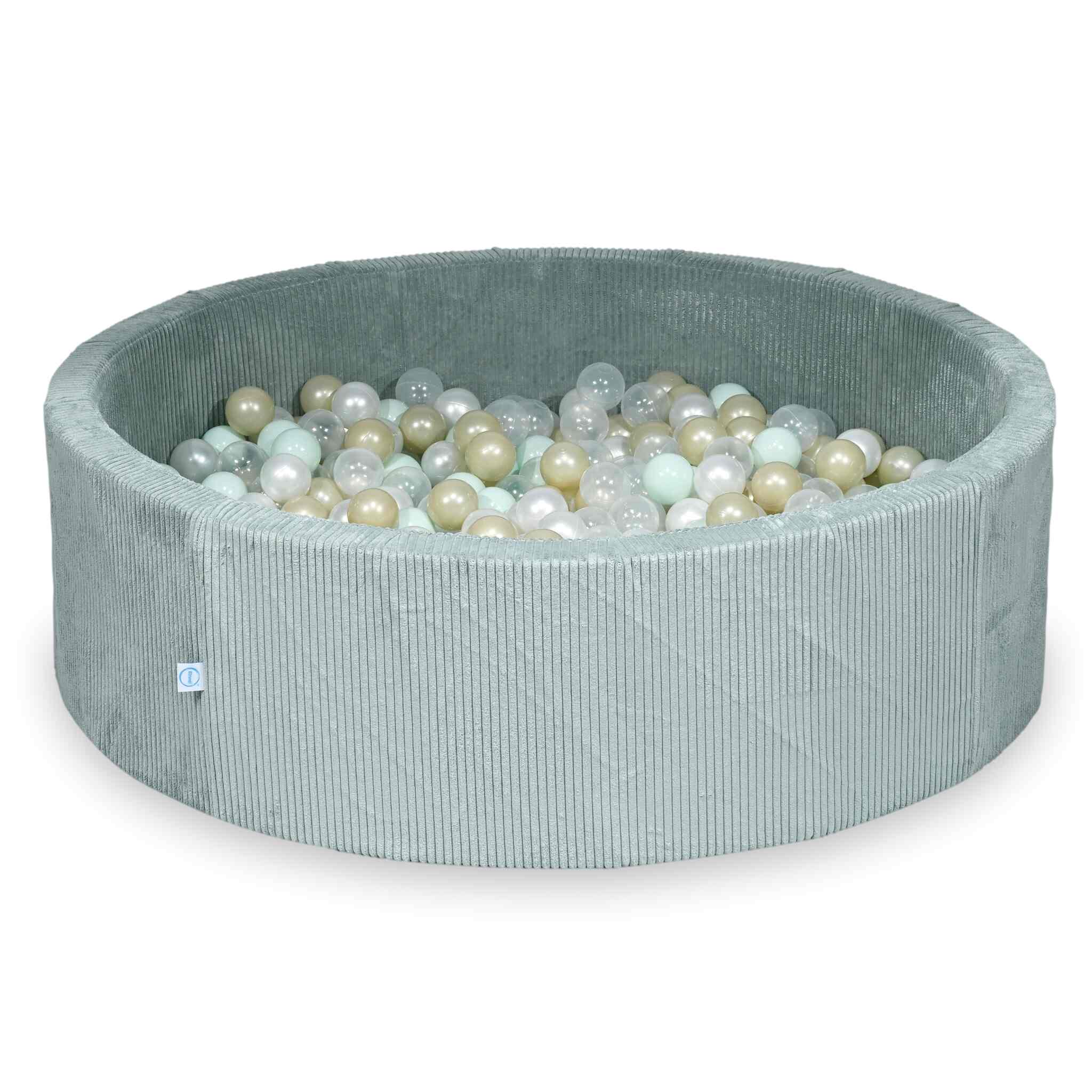 Bällebad aus hellmintfarbenem Cordstoff 130x40 cm mit 700 Bällen