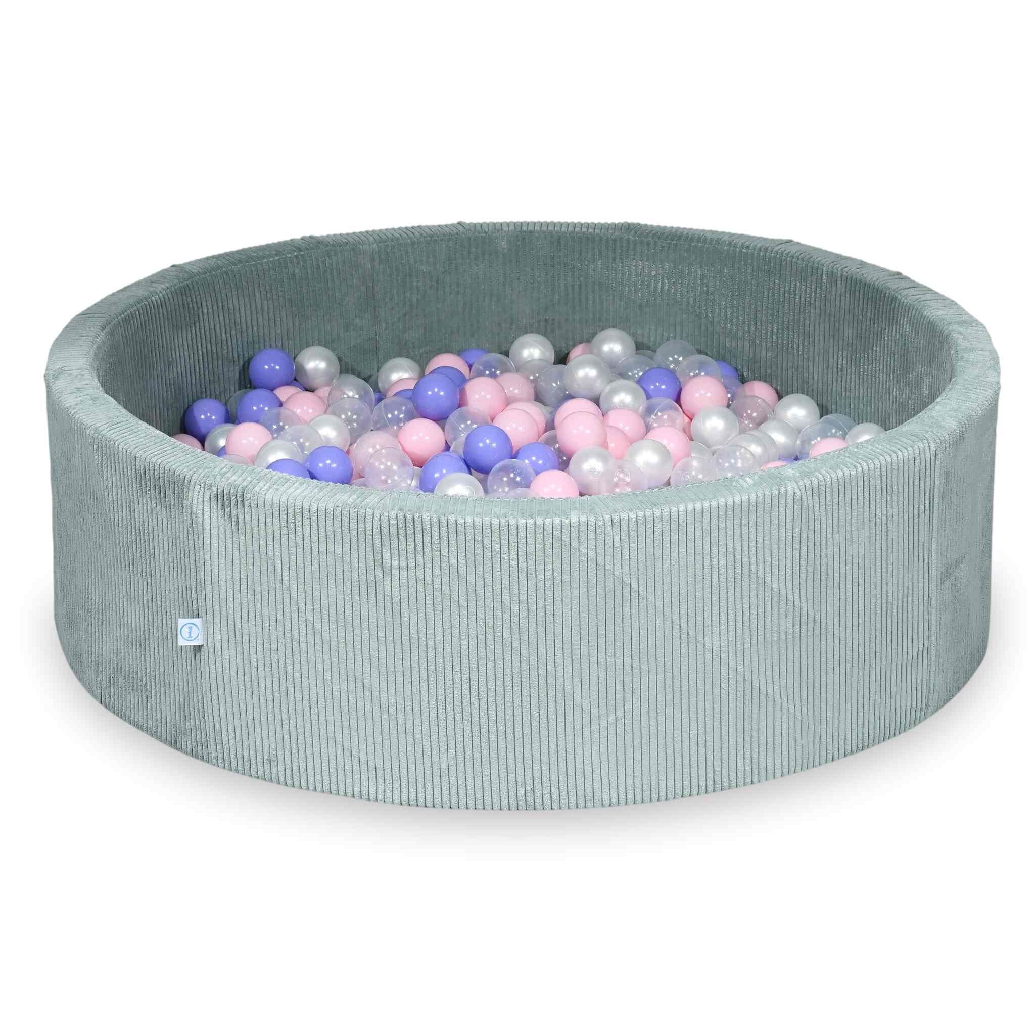 Piscine à balles en velours côtelé menthe claire 130x40 cm avec 700 balles