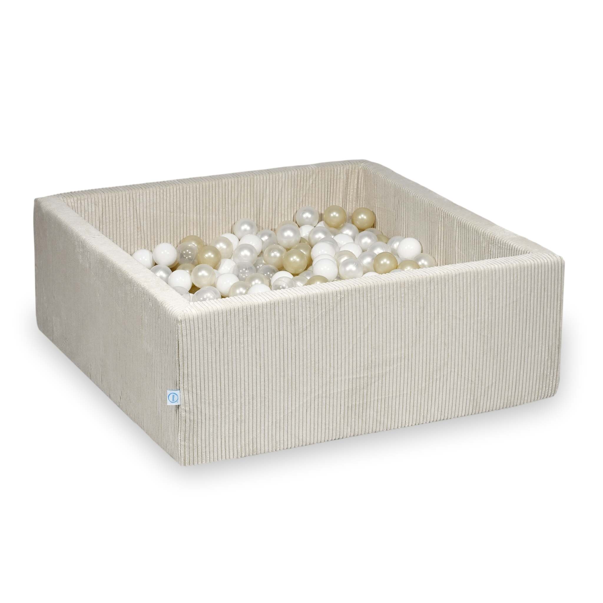 Square ball pit 110x110x40 cm in Corduroy Beige, 600 balls