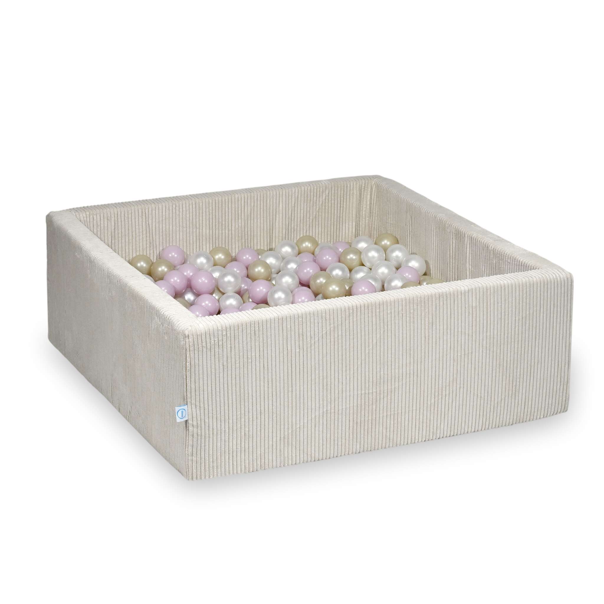 Square ball pit 110x110x40 cm in Corduroy Beige, 600 balls