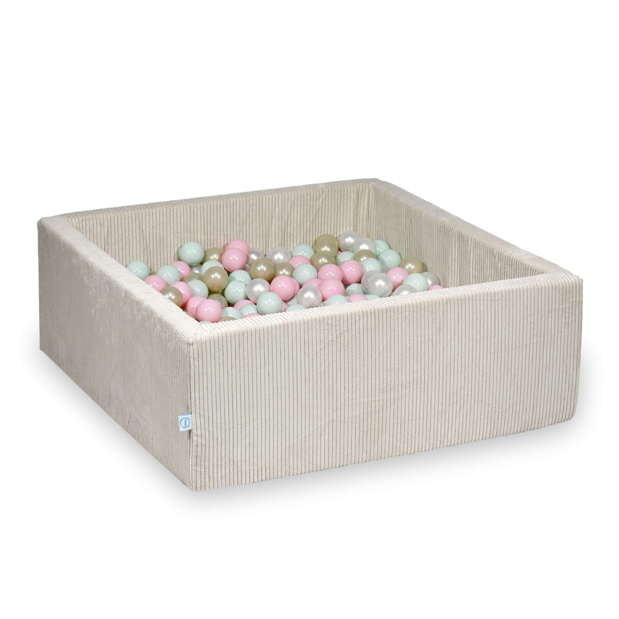 Square ball pit 110x110x40 cm in Corduroy Beige, 600 balls
