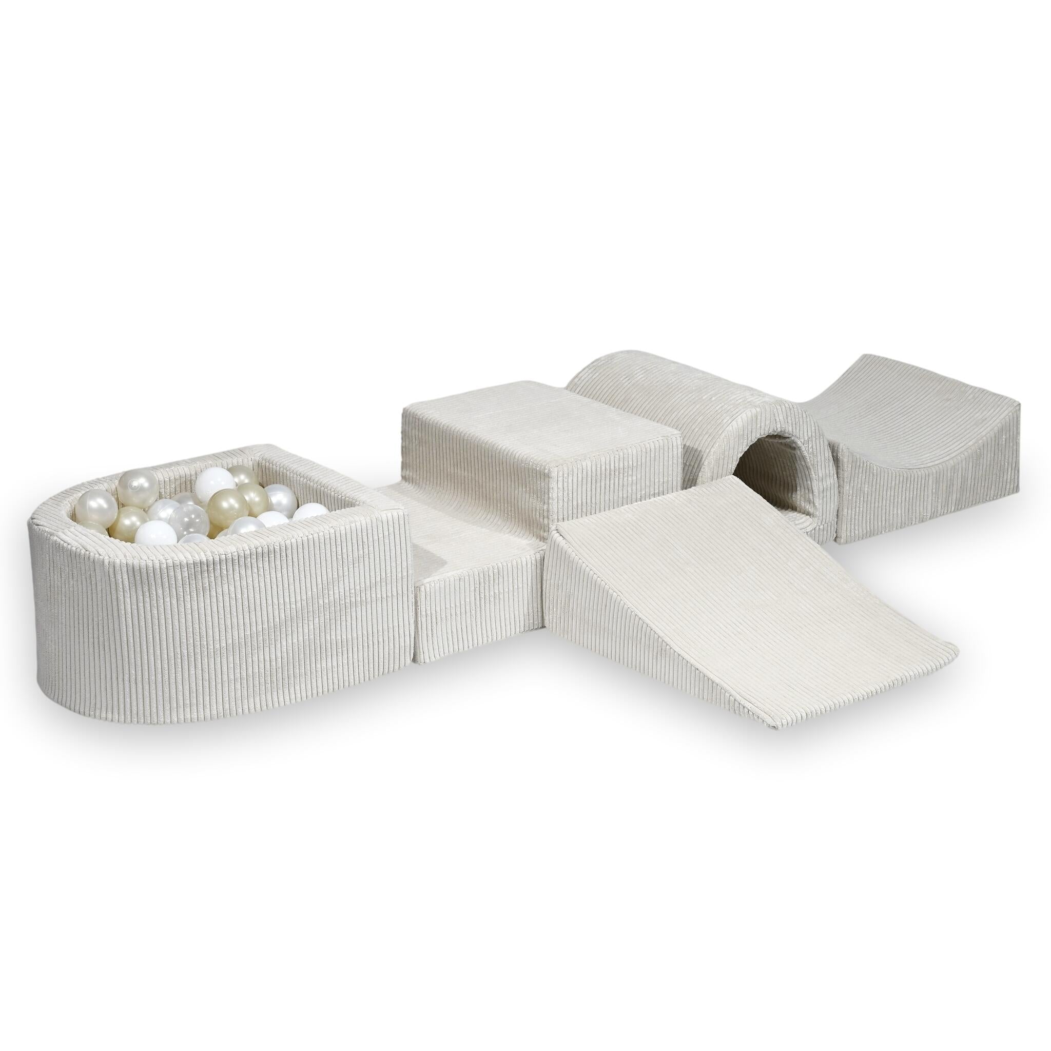 Foam play area with bridge and micro ribbed beige pool + 100 balls