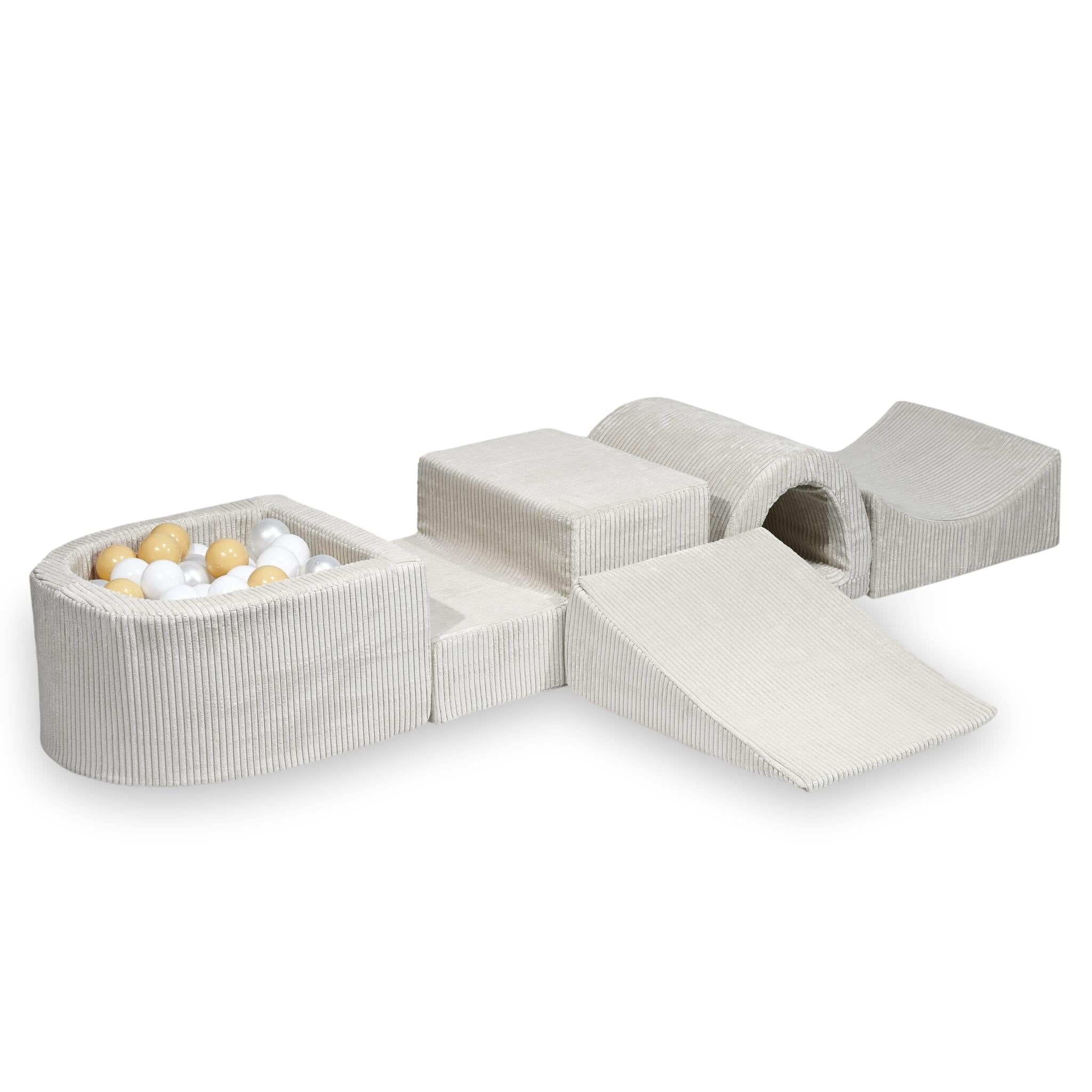 Foam play area with bridge and micro ribbed beige pool + 100 balls