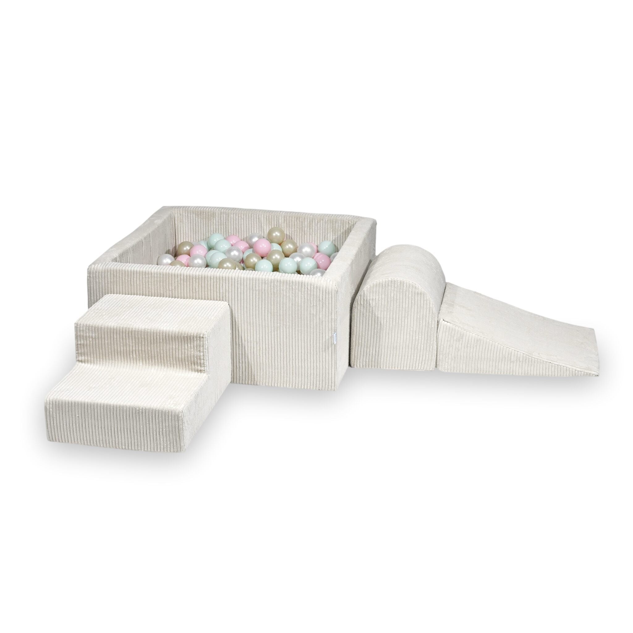Foam playground with square ball pool children's play set 90x90x40 corduroy beige + 400 balls