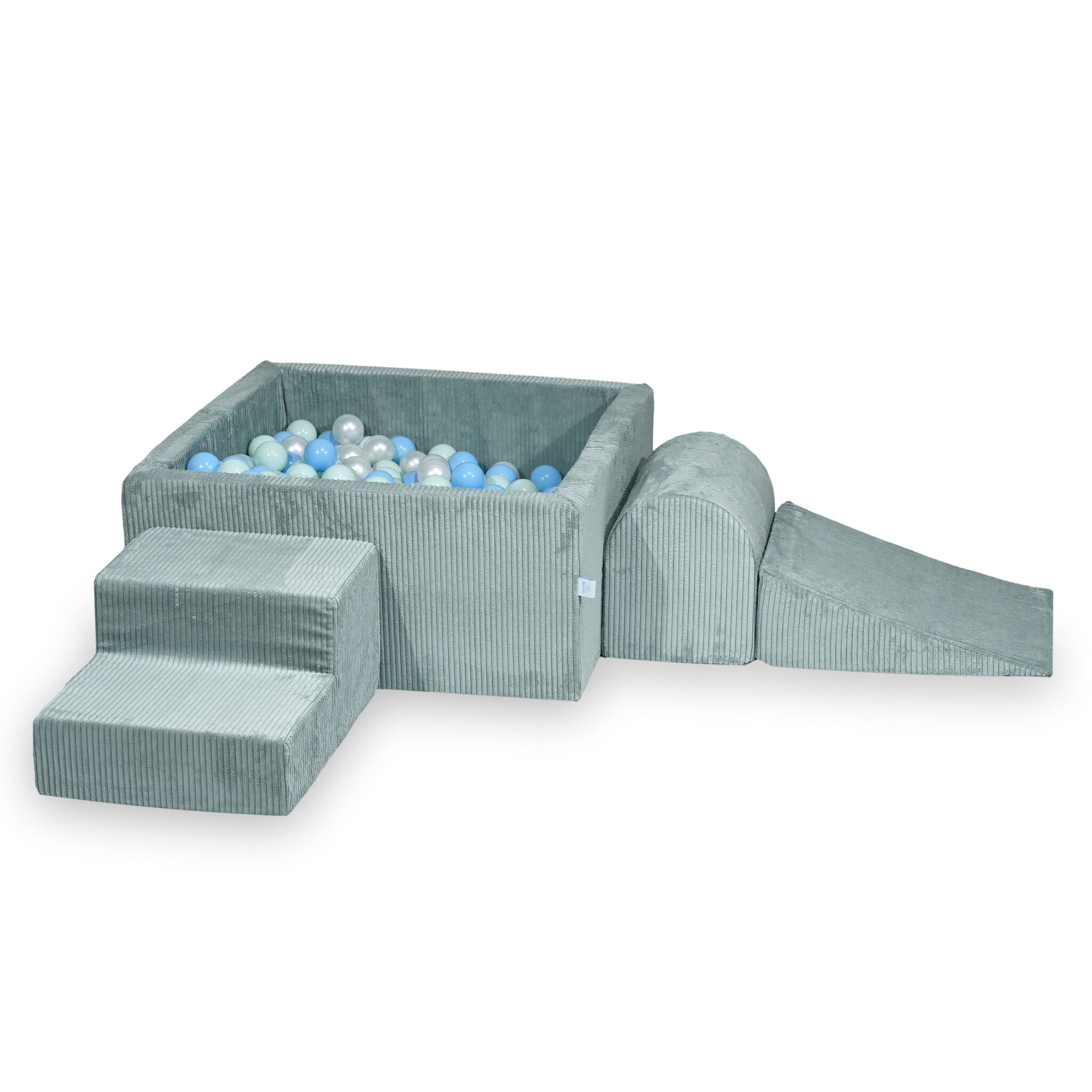 Foam playground with square ball pool children's play set 90x90x40 corduroy light mint + 400 balls