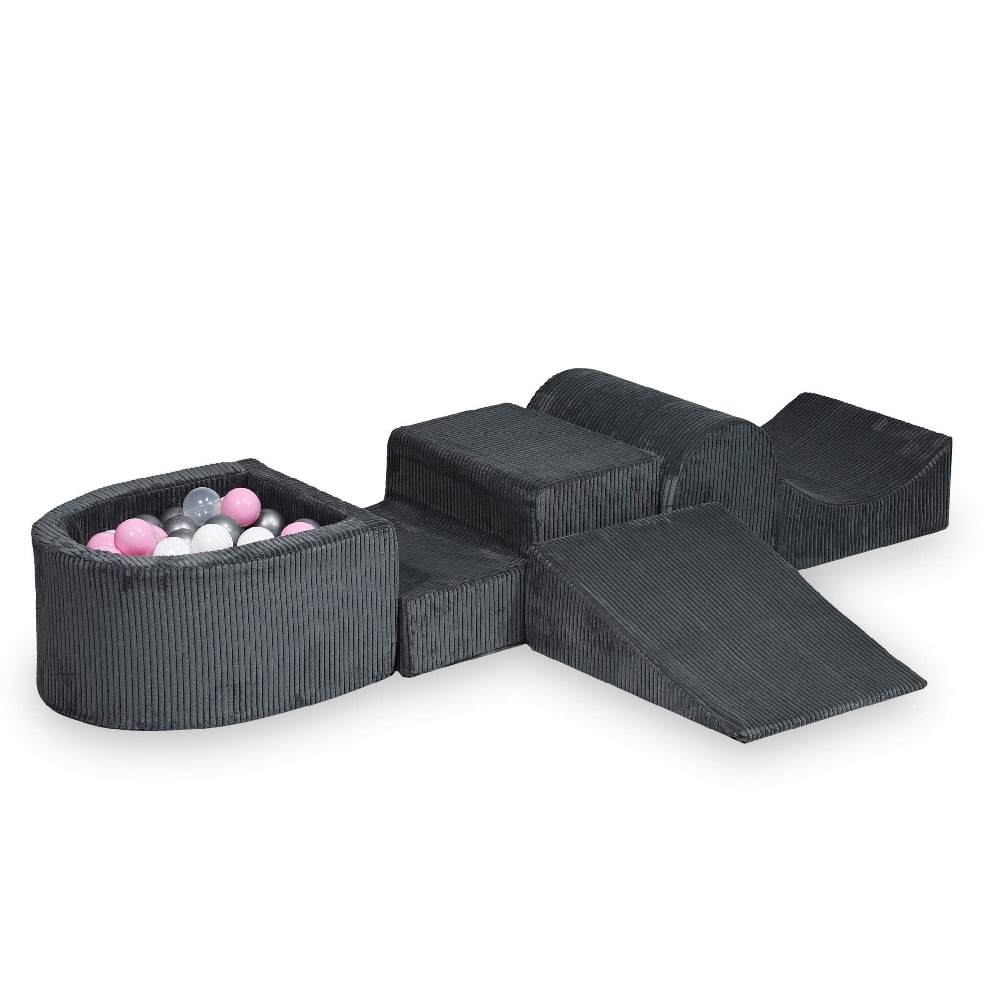 Foam playground  with hill and micro corduroy graphite pool + 100 balls