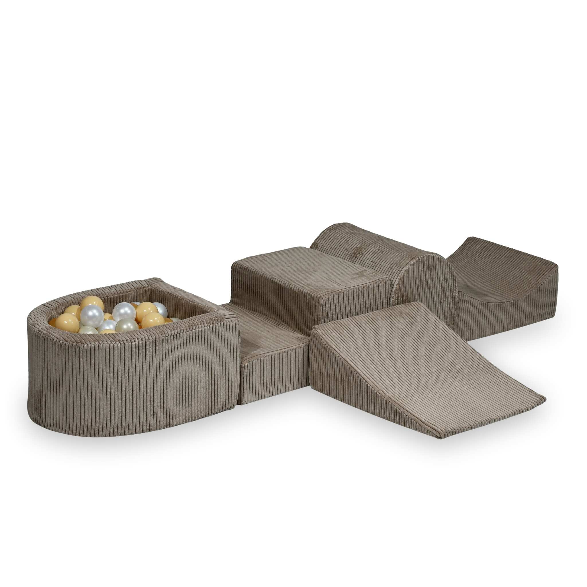 Foam playground with hill and micro corduroy toffee pool + 100 balls