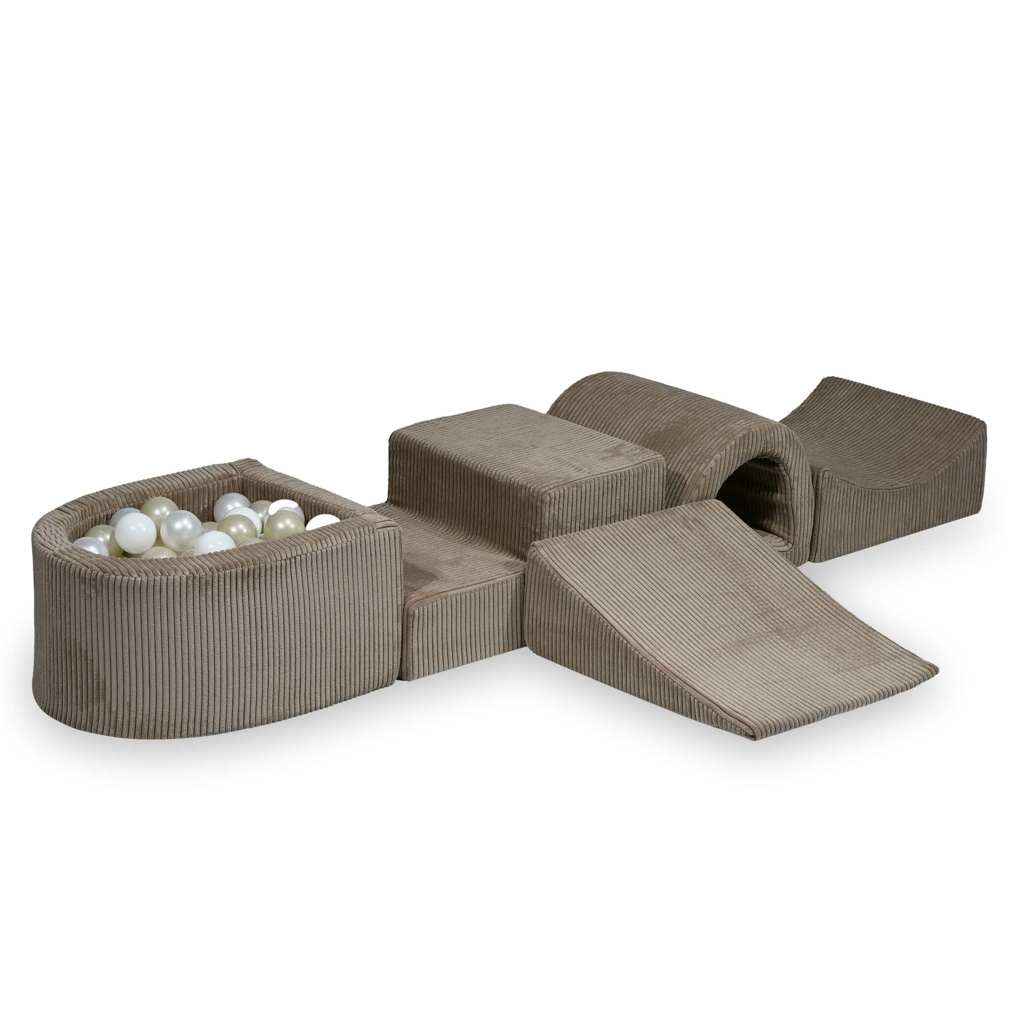 Foam play area with bridge and micro ribbed toffee pool + 100 balls