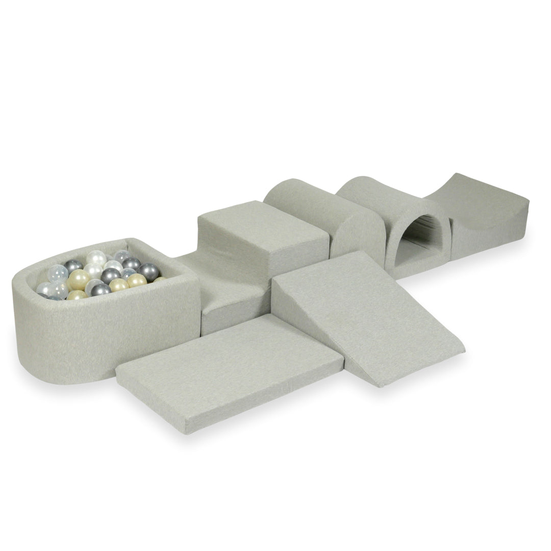 Largest foam play area with light gray micro ball pit + 100 balls