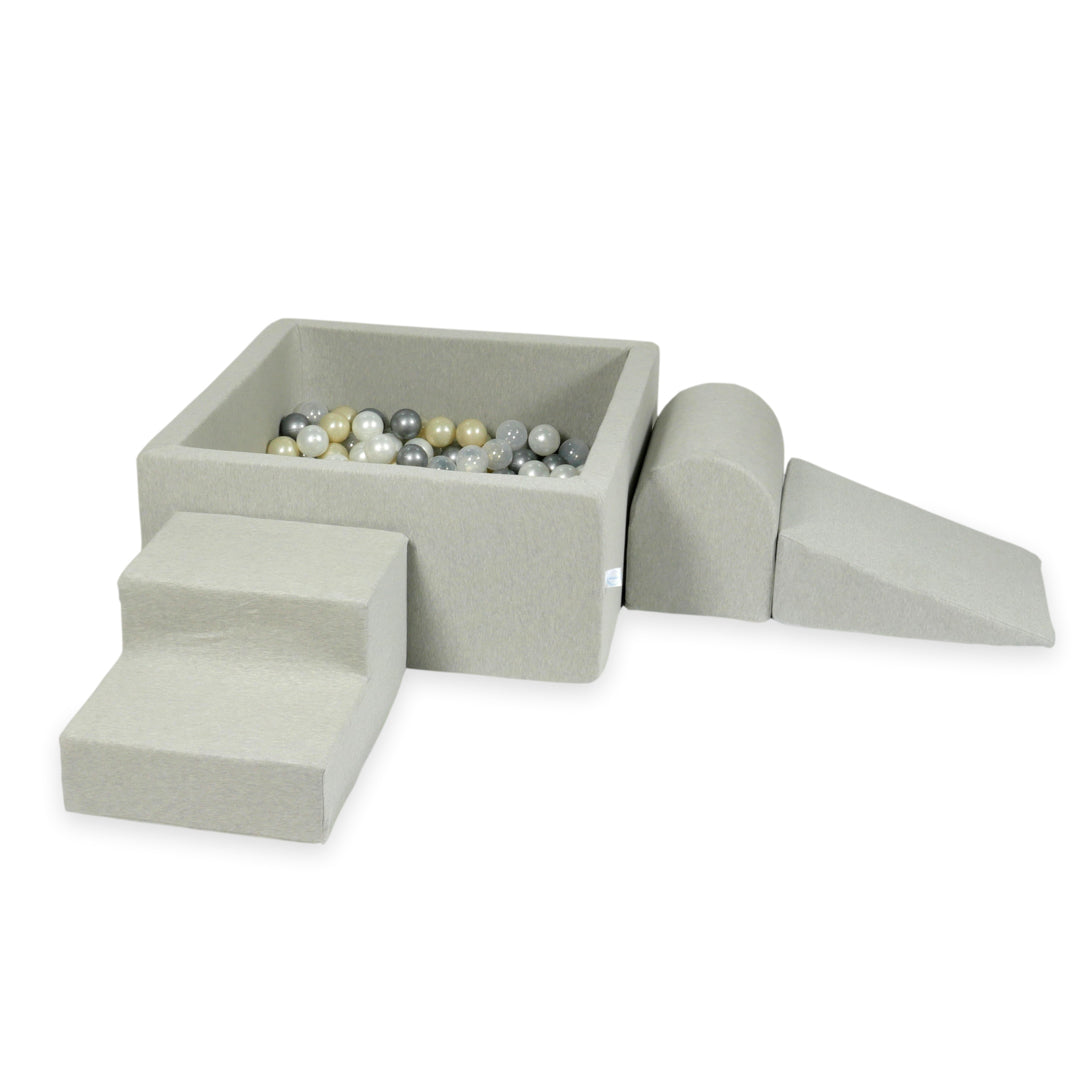 Foam play area with square ball pit children's play set 90x90x40 light gray + 400 balls