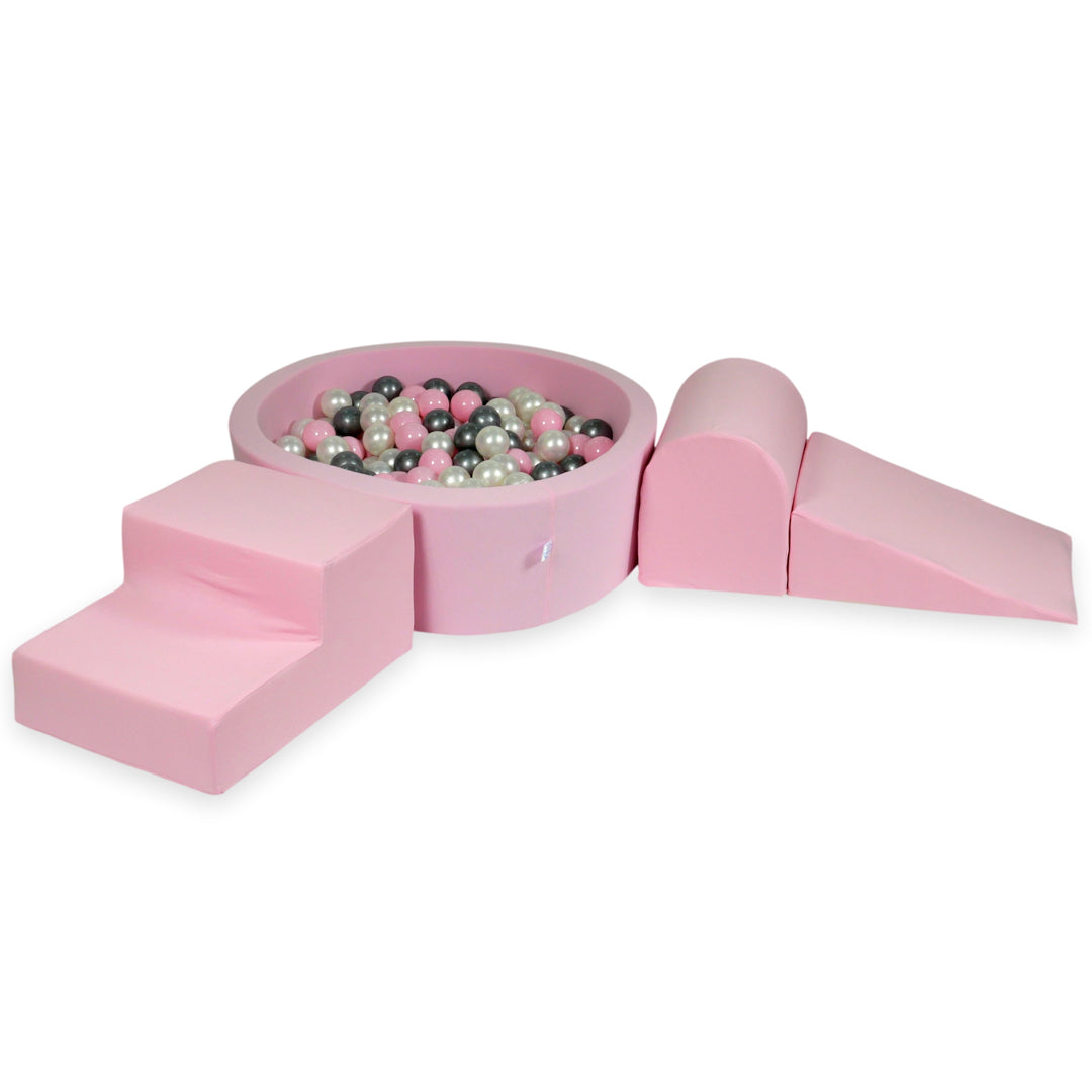 Foam play area with round pool 90x30 powder pink + 200 balls