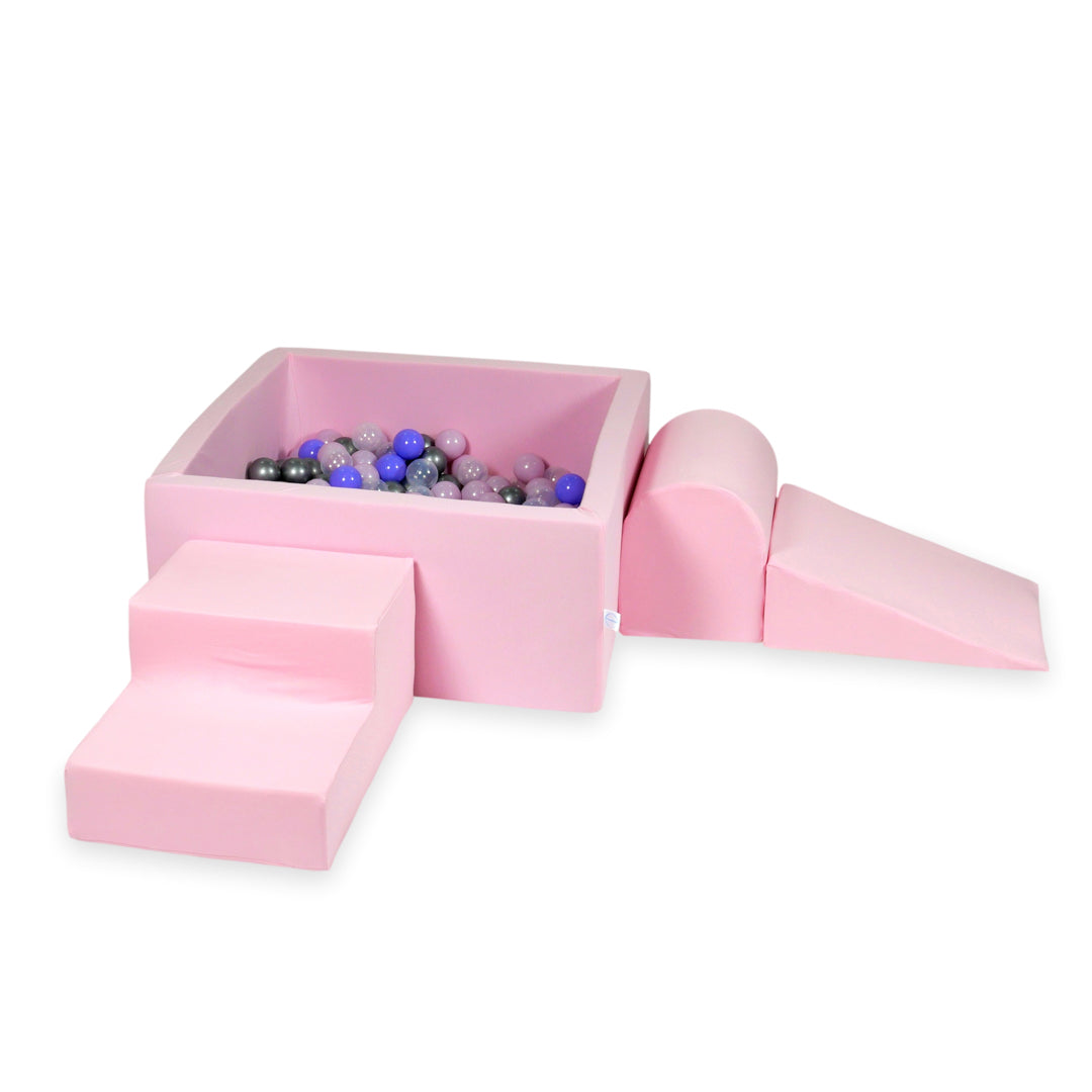 Foam play area with square ball pit children's play set 90x90x40 dusty pink + 400 balls