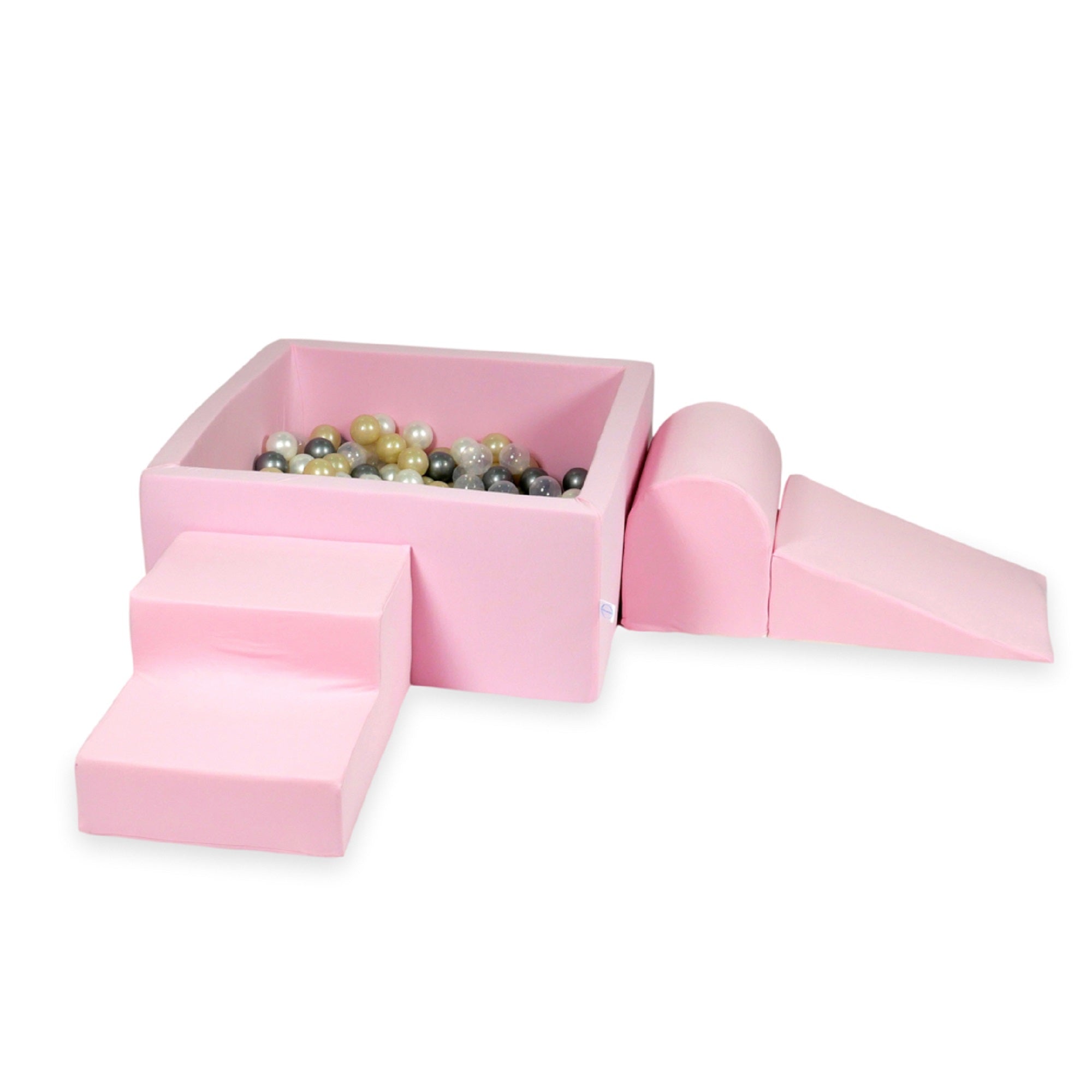 Foam play area with square ball pit children's play set 90x90x40 dusty pink + 400 balls