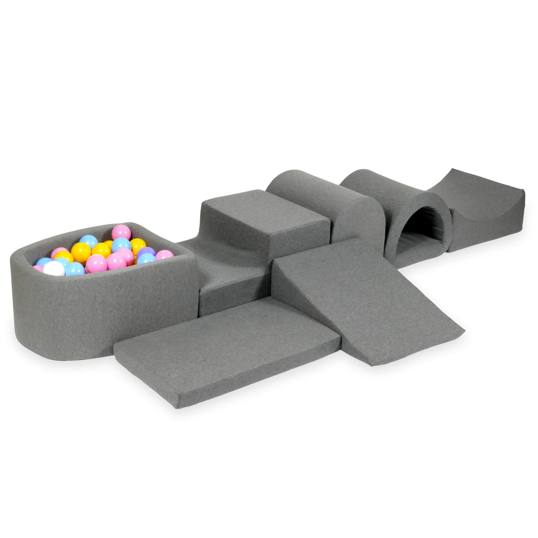 Largest foam play area with gray micro ball pit + 100 balls