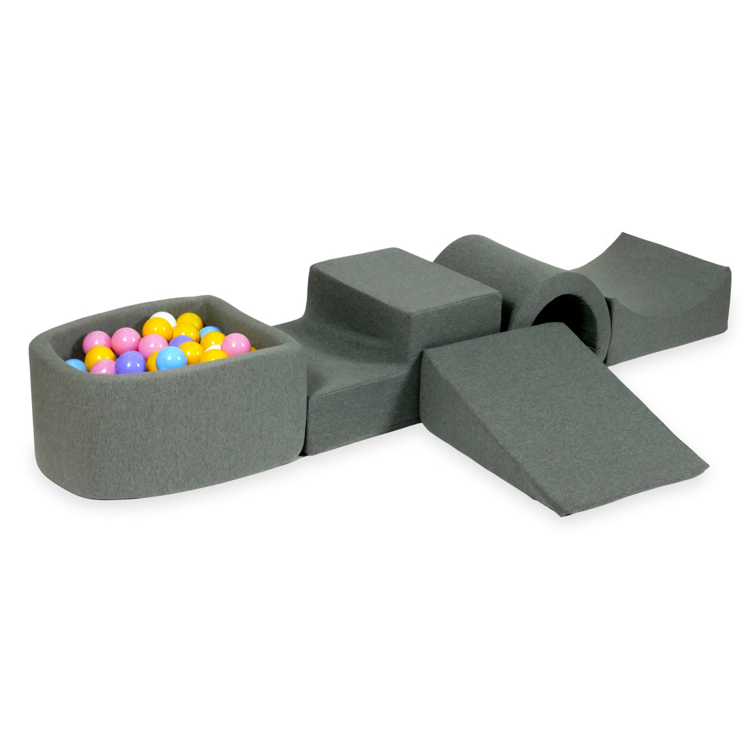 Foam play area with bridge and micro gray pool + 100 balls