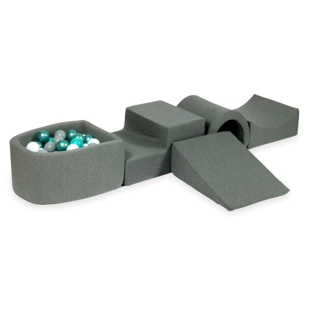 Foam play area with bridge and micro gray pool + 100 balls