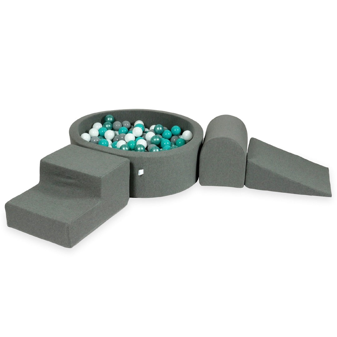 Foam play area with round pool 90x30 gray + 200 balls