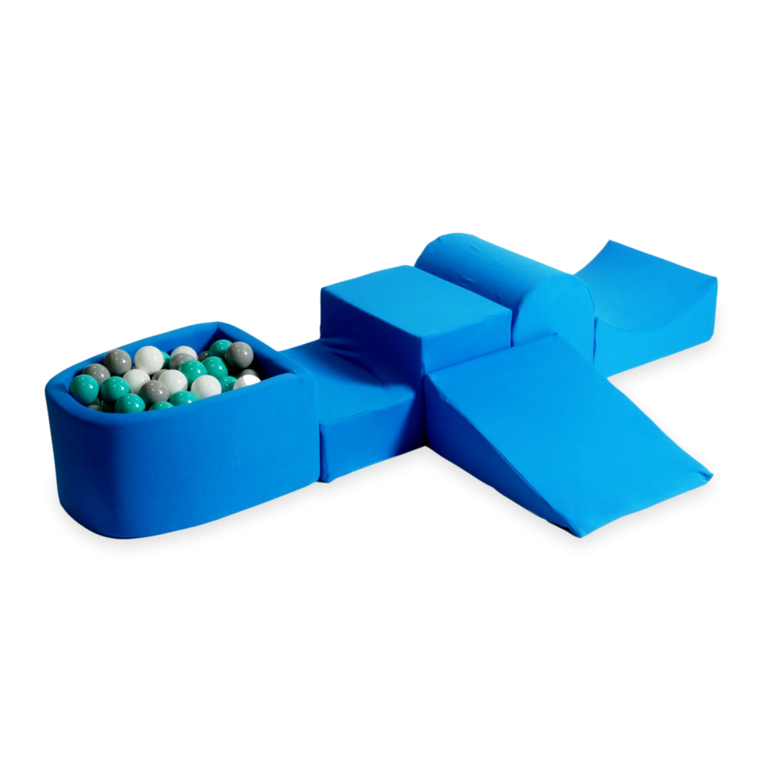 Foam play area with hill and micro blue pool + 100 balls