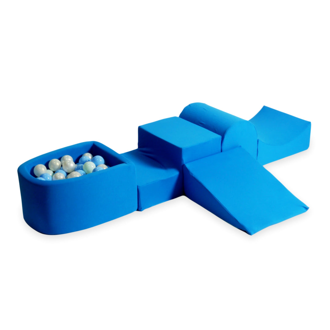 Foam play area with hill and micro blue pool + 100 balls