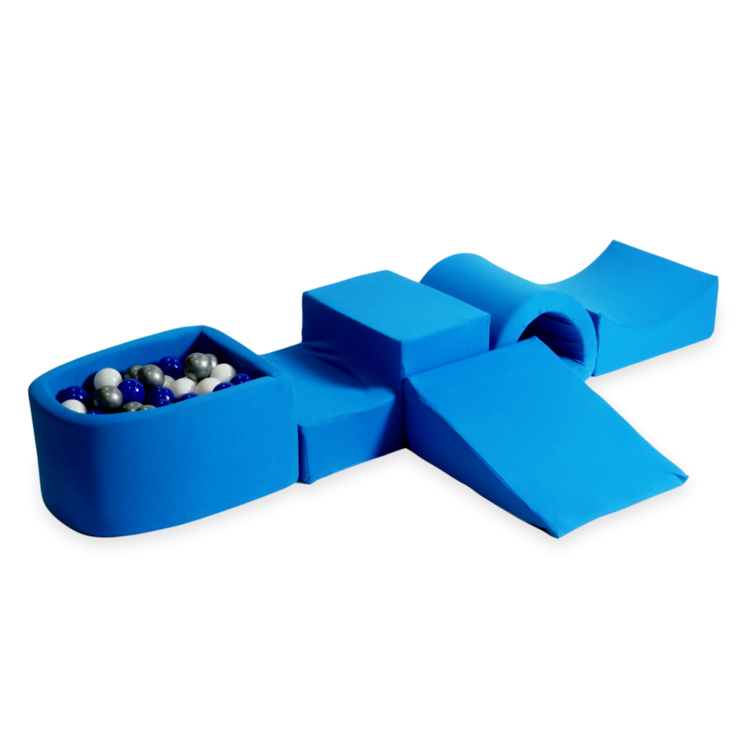 Foam play area with bridge and micro blue pool + 100 balls
