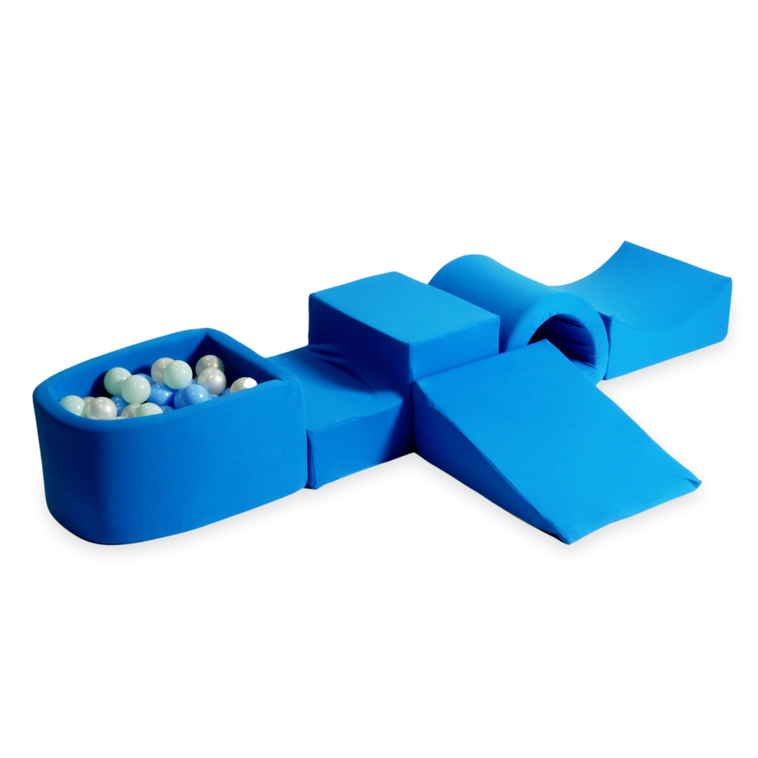 Foam play area with bridge and micro blue pool + 100 balls